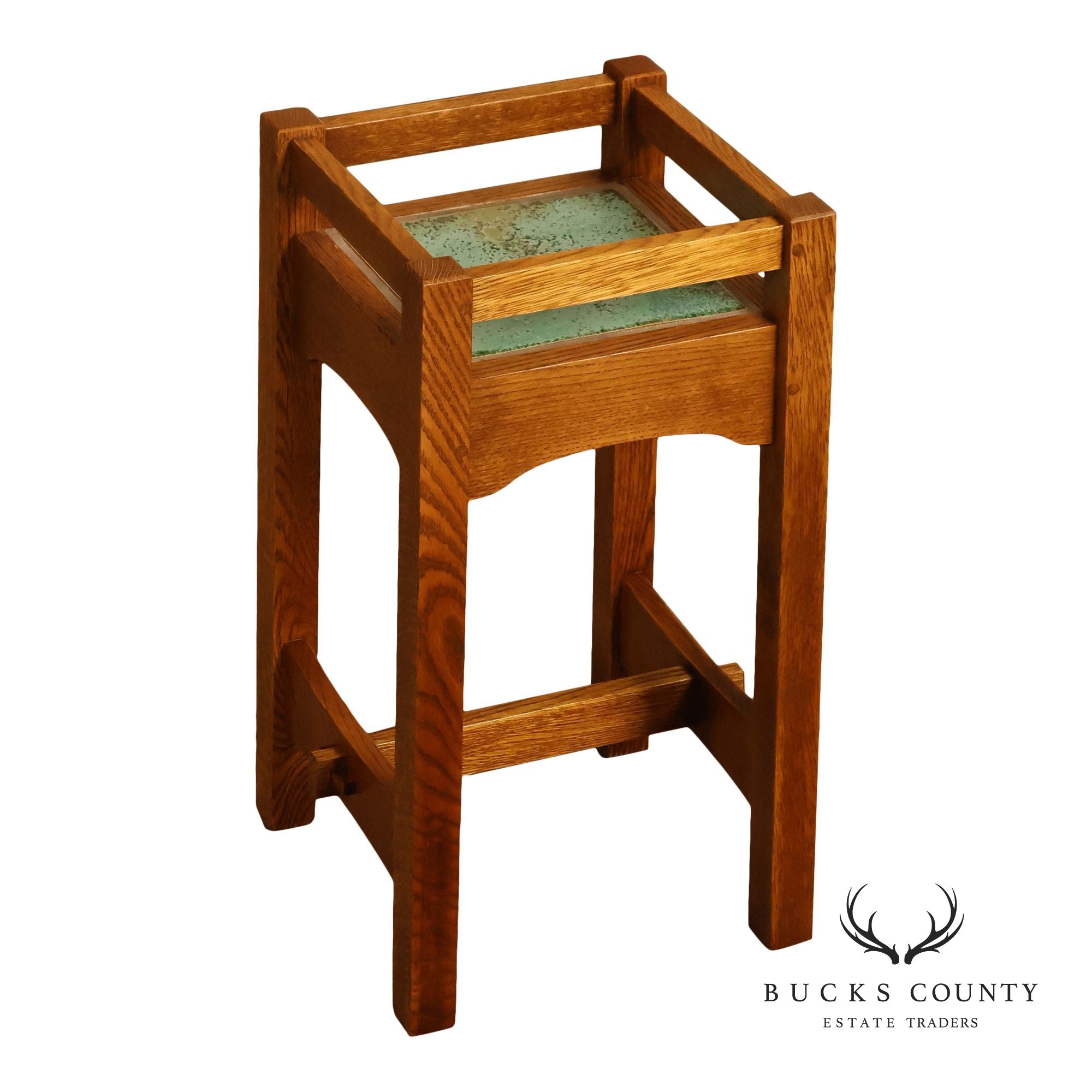 Stickley Mission Collection Oak Tile Top Plant Stand
