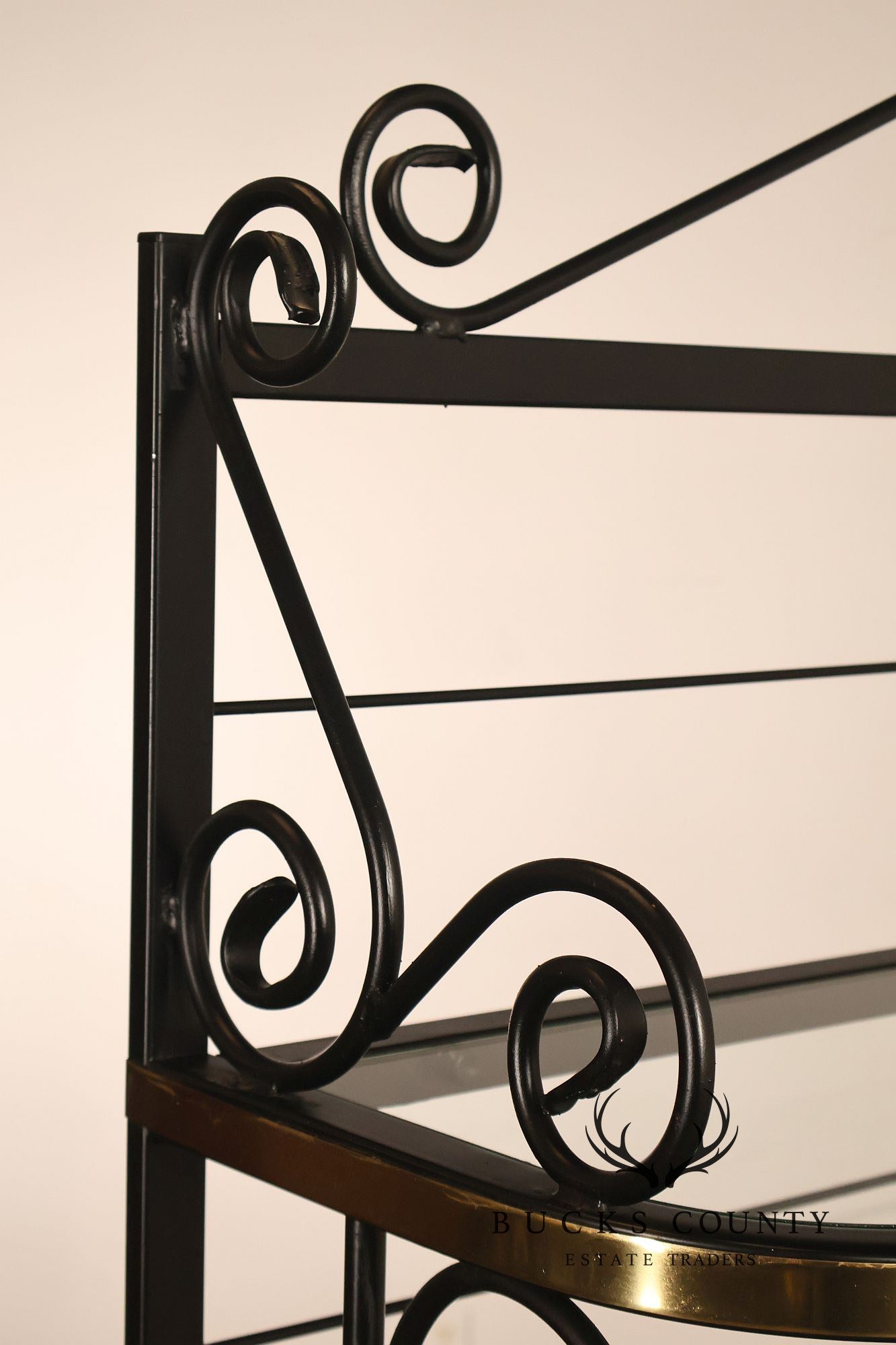 Morecraft French Country Style Wrought Iron And Glass Étagère