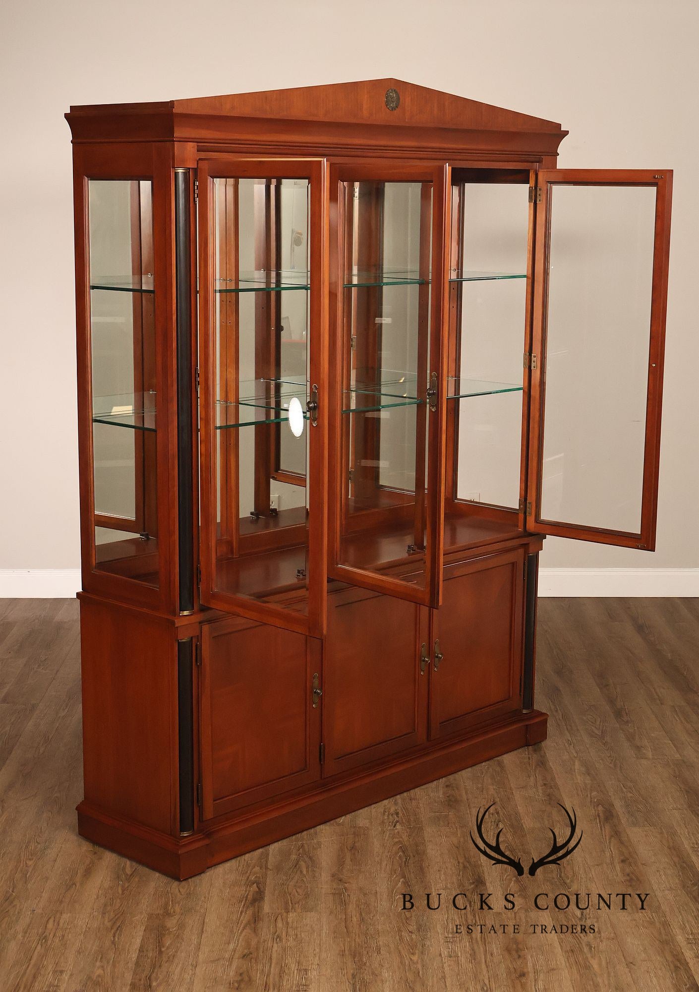 Ethan Allen Medallion Collection Cherry Lighted China Cabinet