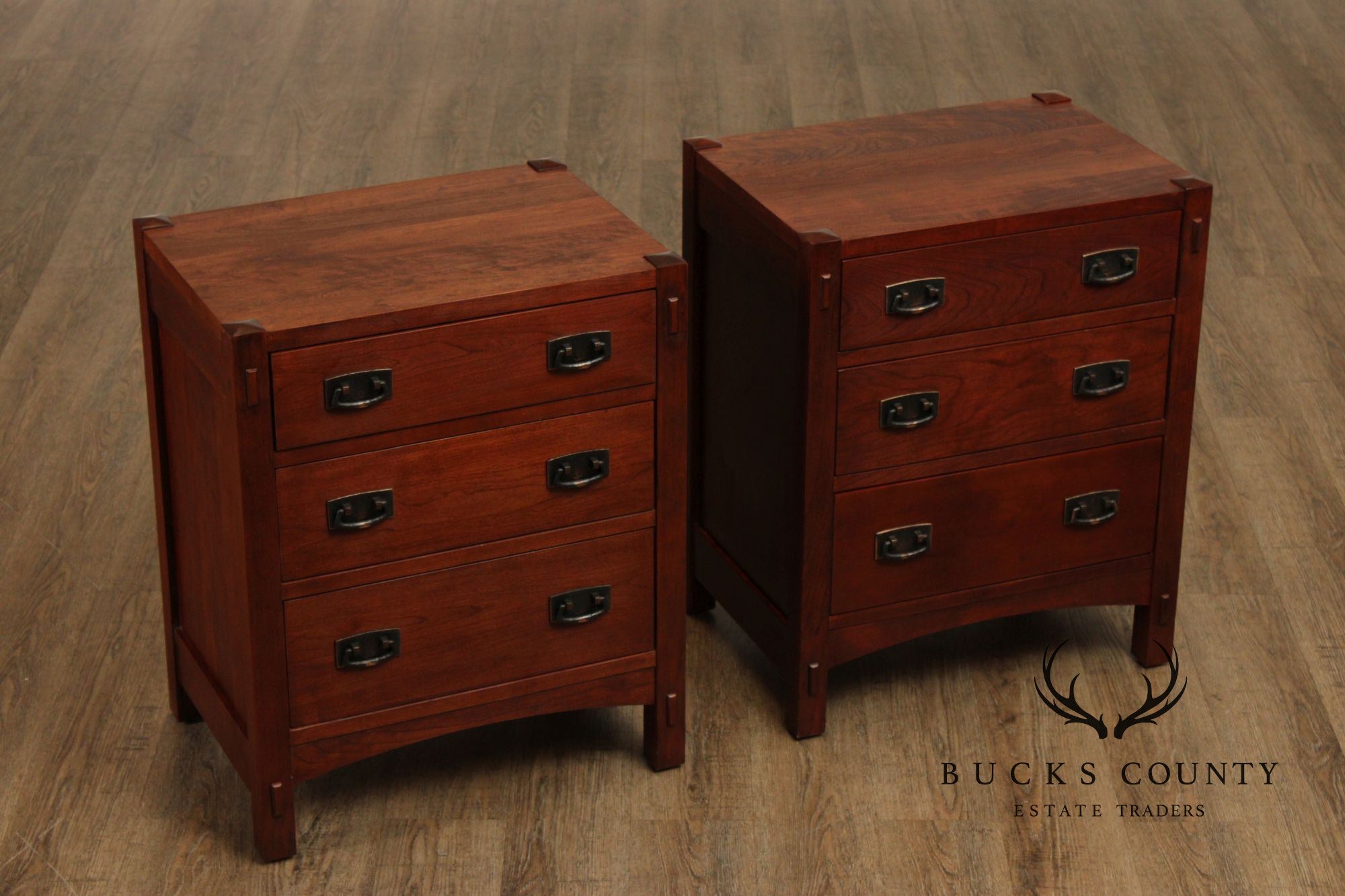 Stickley Mission Collection Pair of Cherry Three-Drawer Night Stands