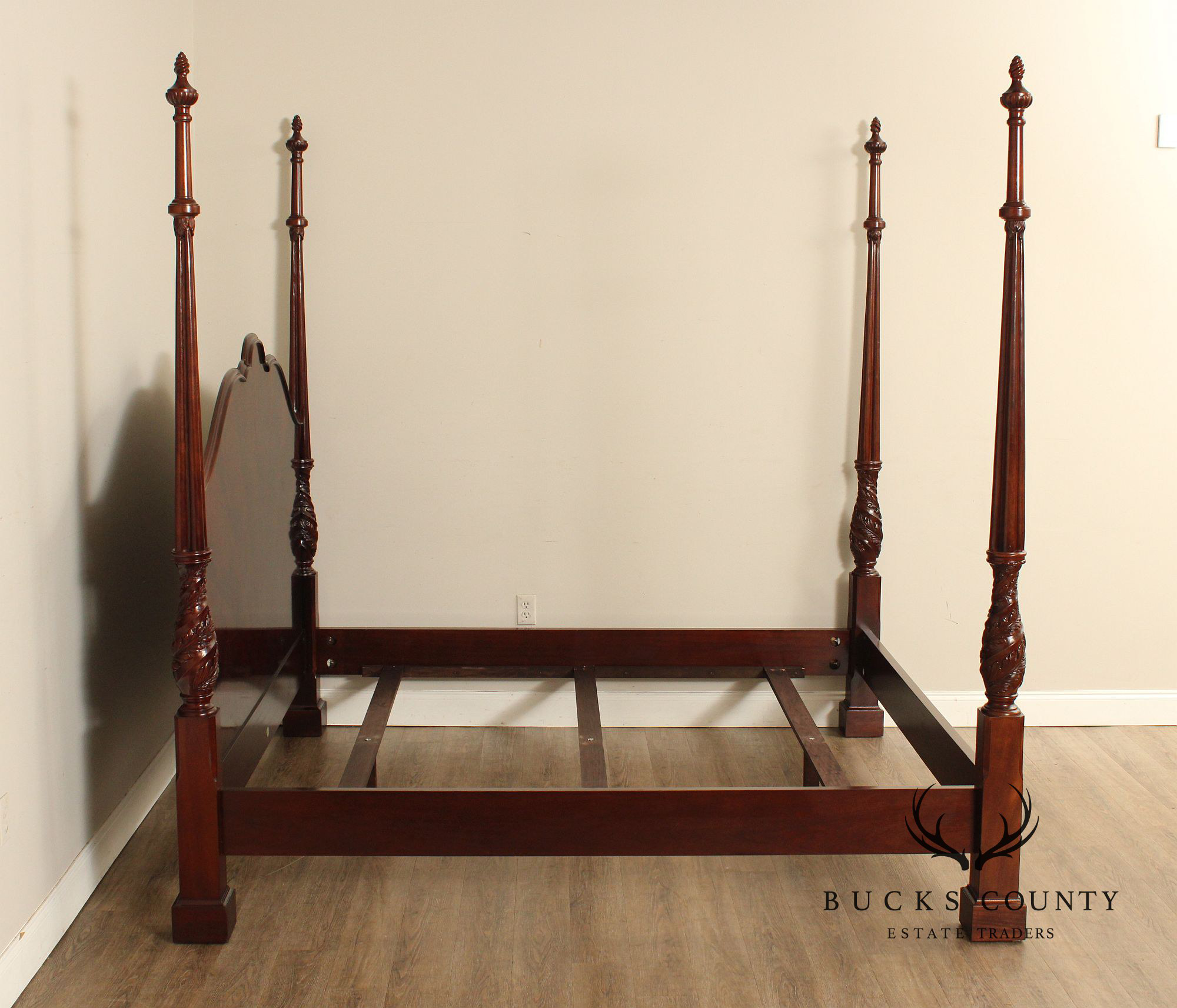 Baker Sunburst Mahogany King Size Poster Bed