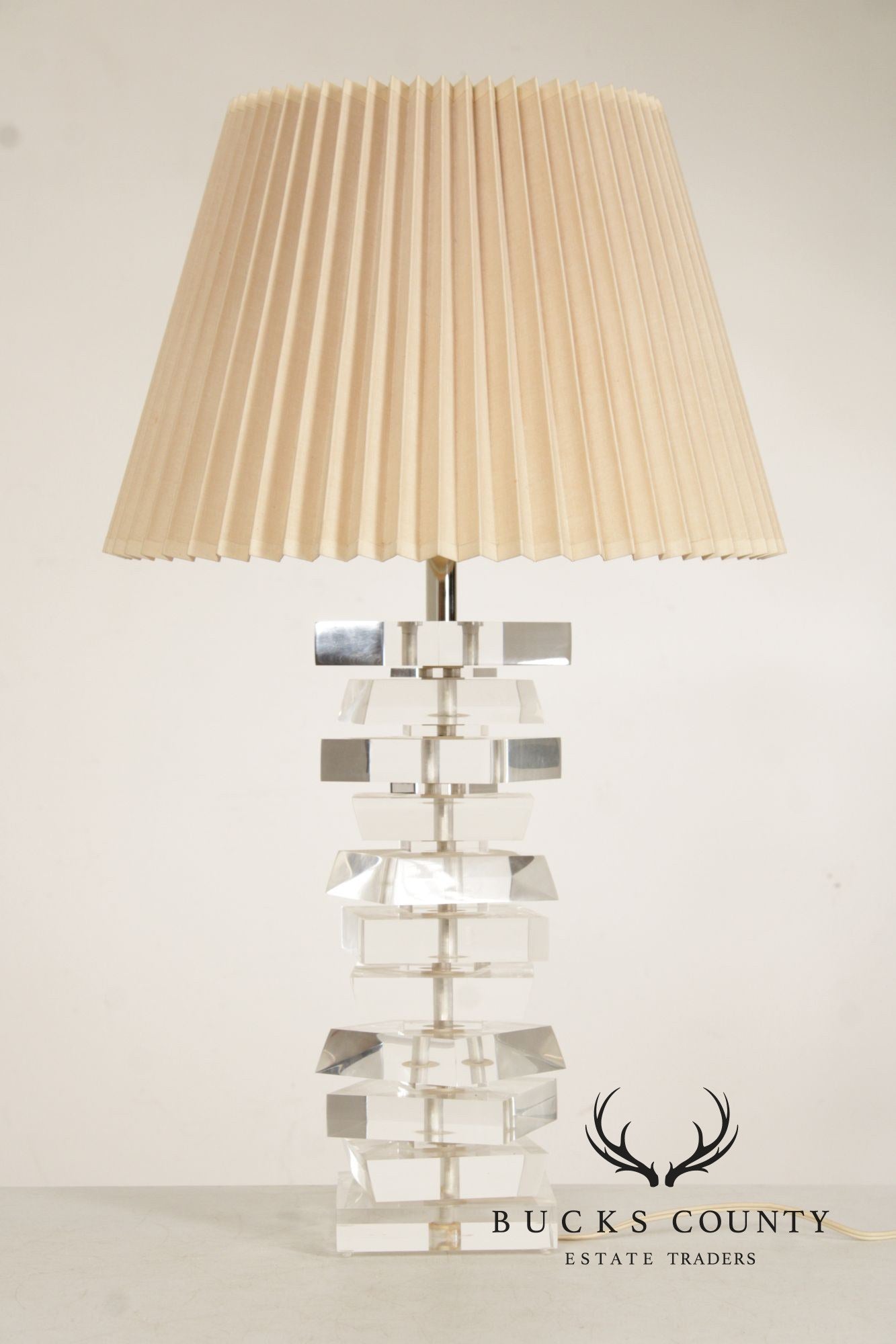 George Bullio 1970's Modern Stacked Lucite Table Lamp
