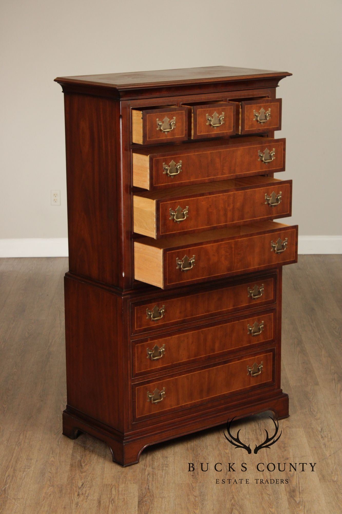 Drexel Wallace Nutting Collection Chippendale Style Mahogany Tall Chest