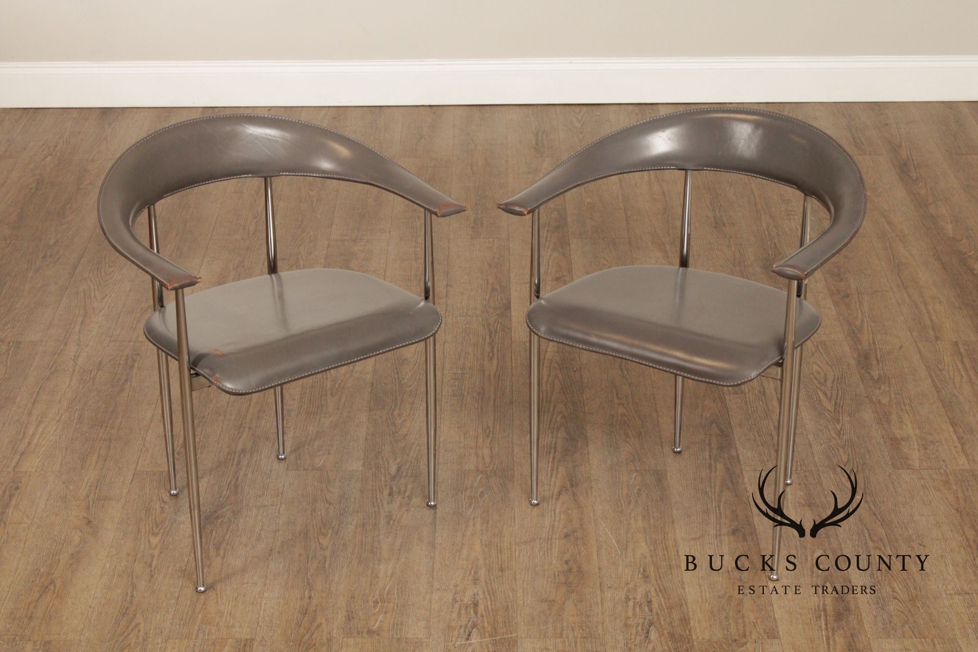 Fasem Italian Modern Pair of 'P40' Armchairs