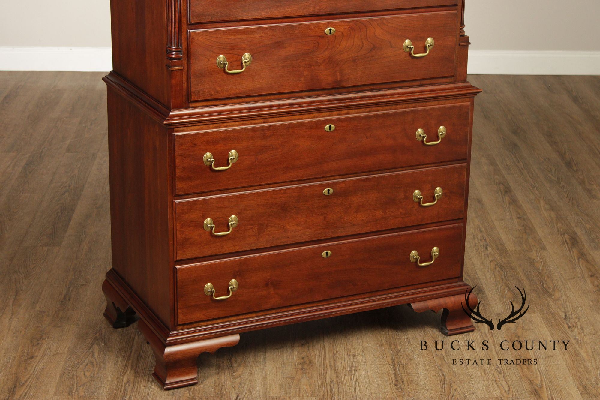 Statton Chippendale Style Cherry Tall Chest On Chest