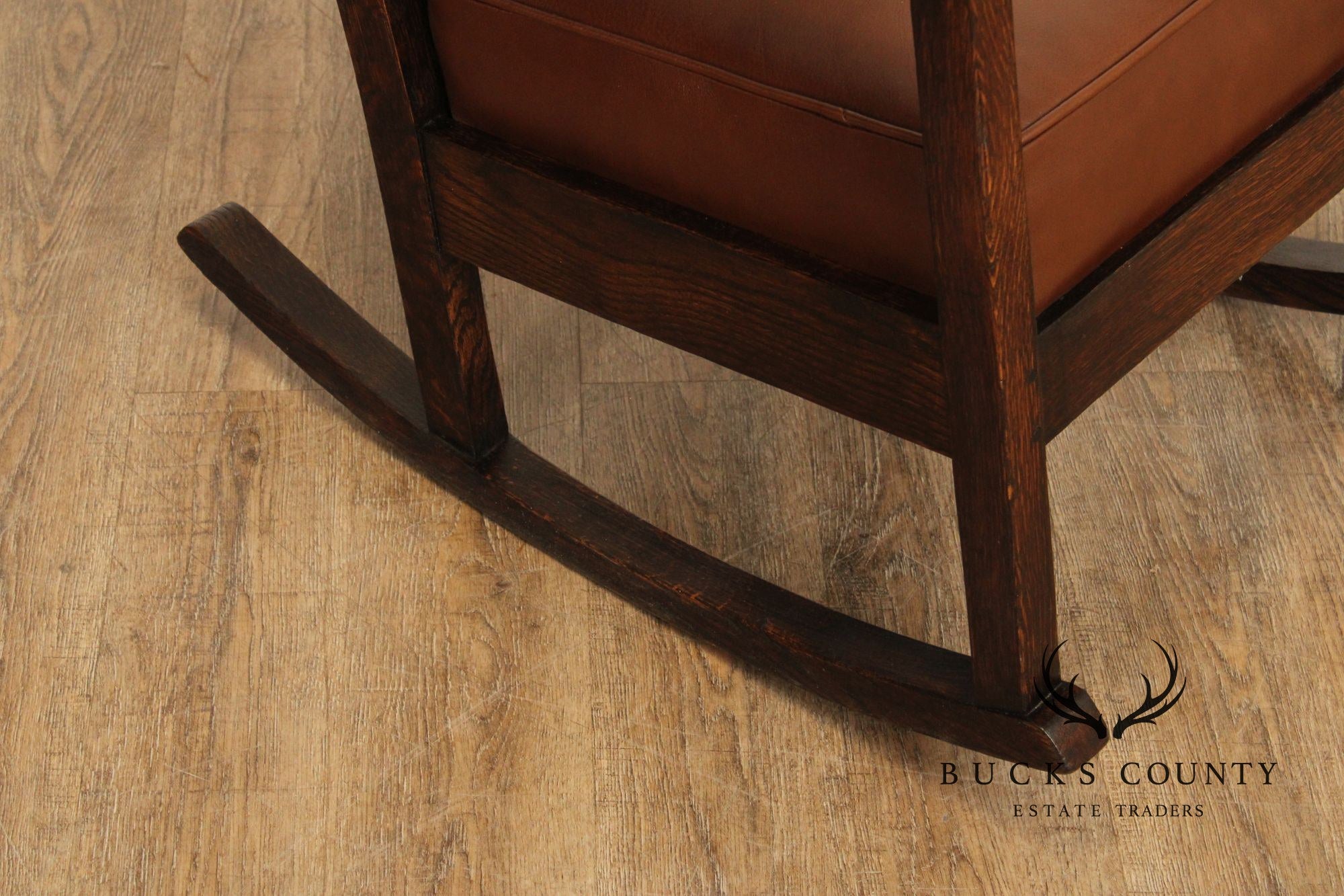 Antique Mission Oak and Leather Rocking Chair