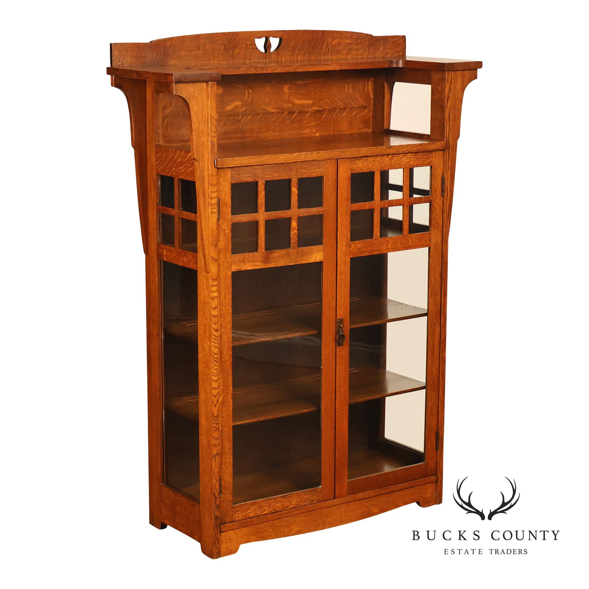 Antique Limbert Arts & Crafts Oak China Cabinet