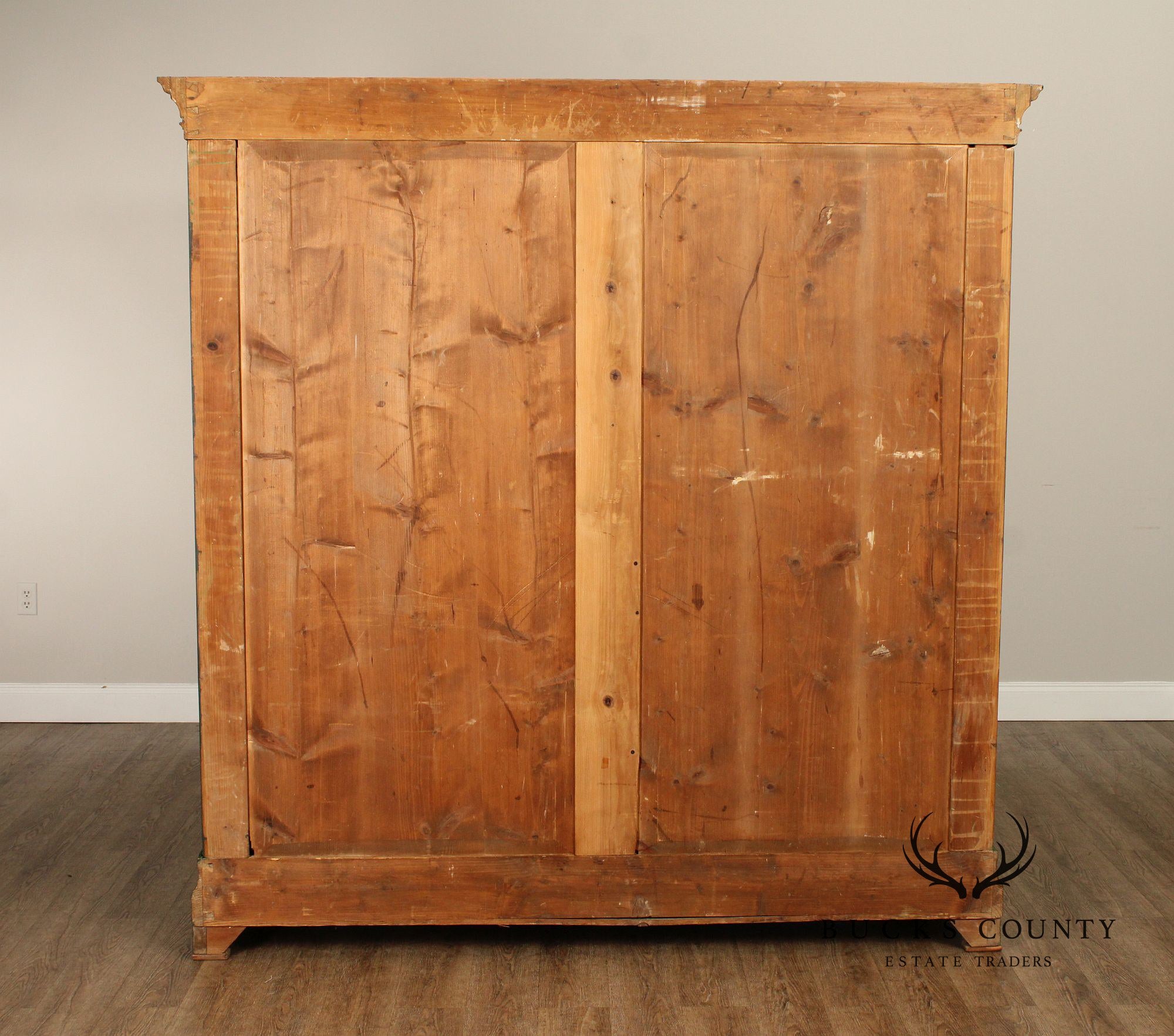 Folk Art Hand Painted Large European Two Door Armoire