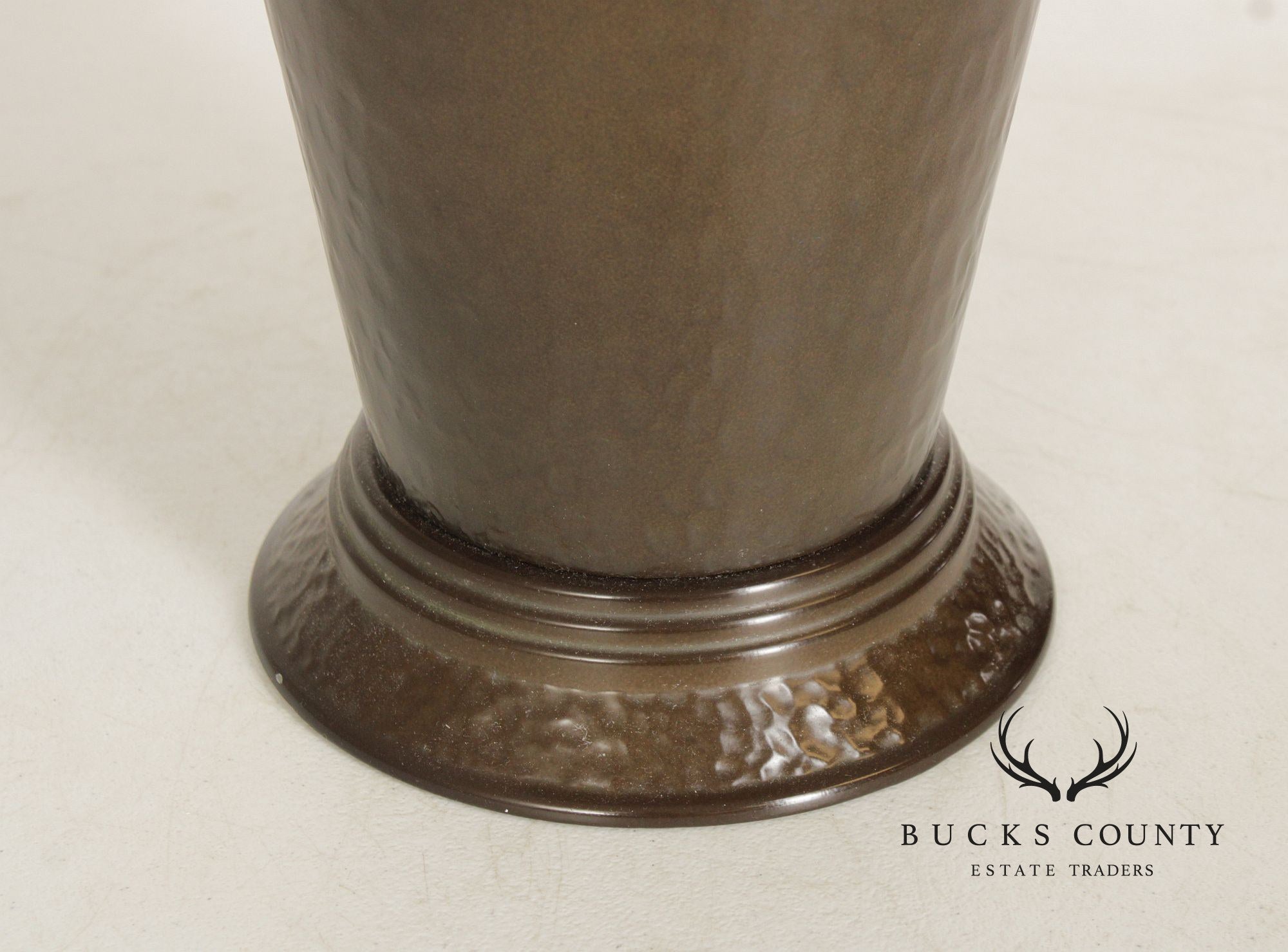 Arts & Crafts Style Pair of Hammered Copper Table Lamps
