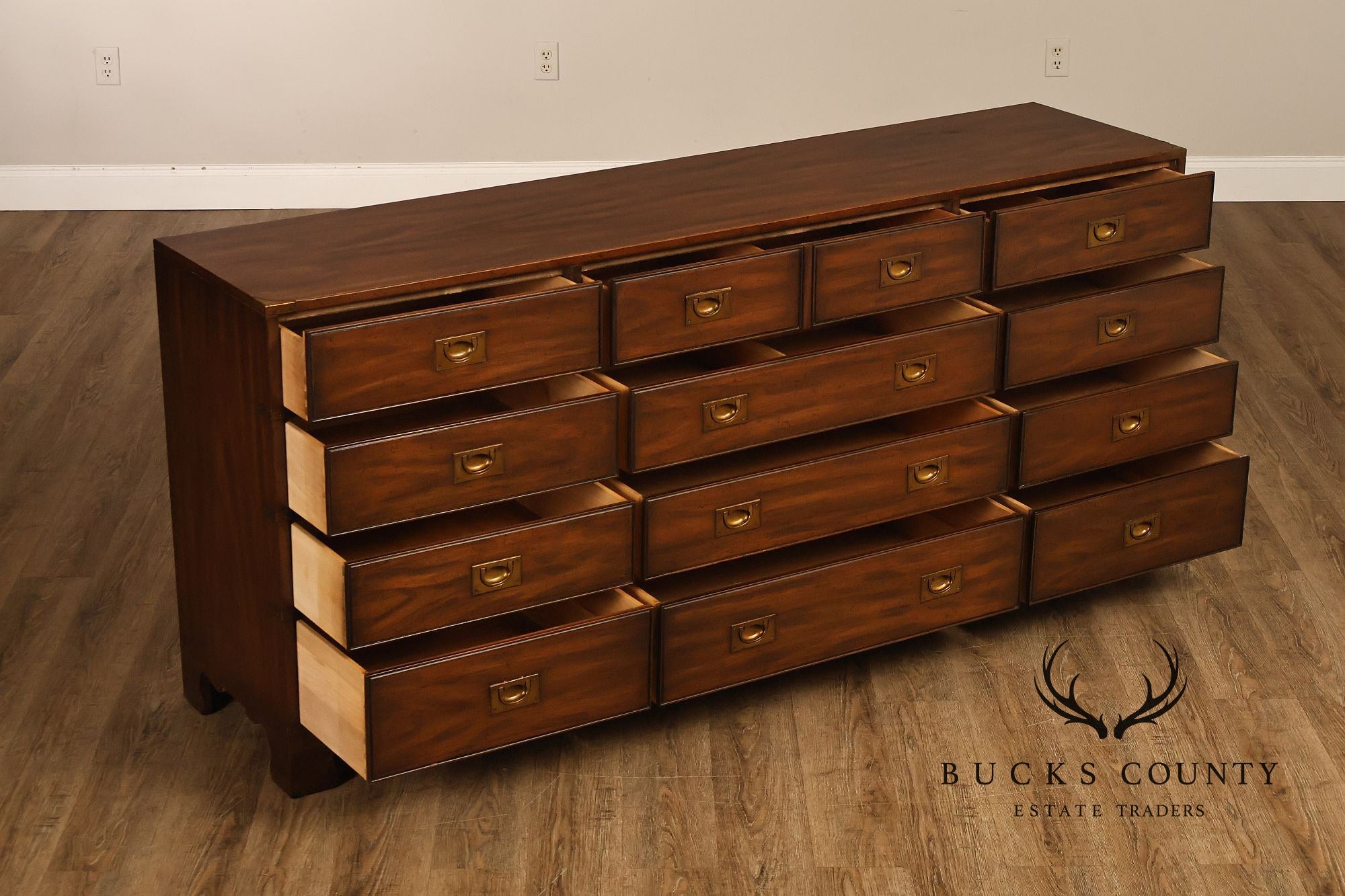 Heritage 'Kingsbridge' Collection Vintage Mahogany Campaign Style Long Dresser