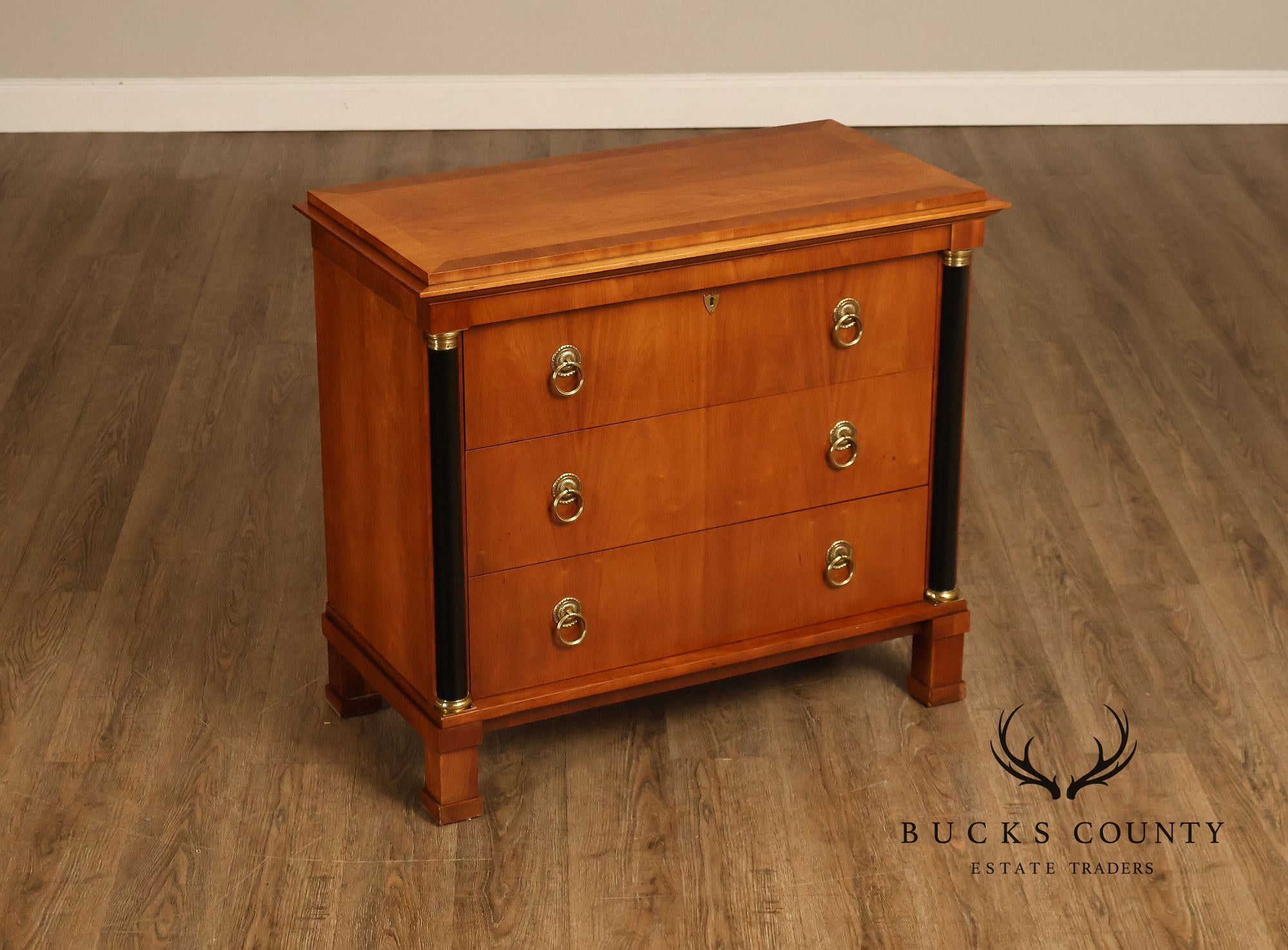 Baker Biedermeier Style Chest of Drawers with Ebonized Columns
