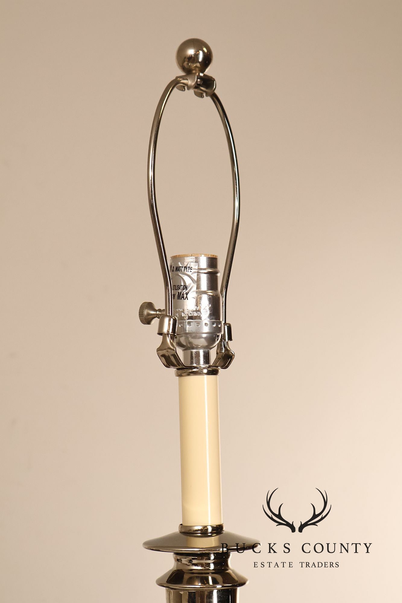 Ralph Lauren Pair of Chrome Candlestick Table Lamps