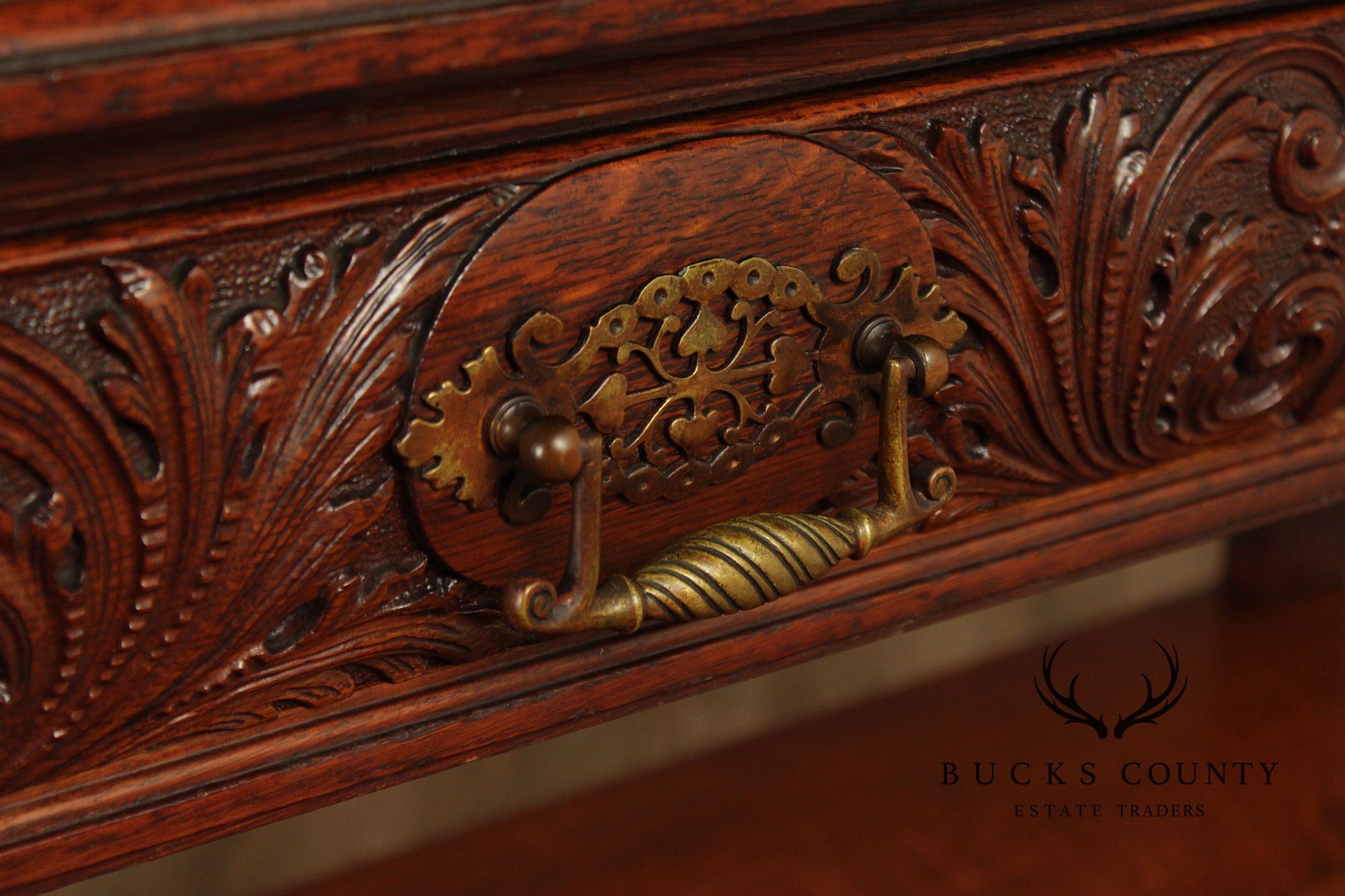 Antique Carved Oak Server Cabinet In The Manner Of R. J. Horner