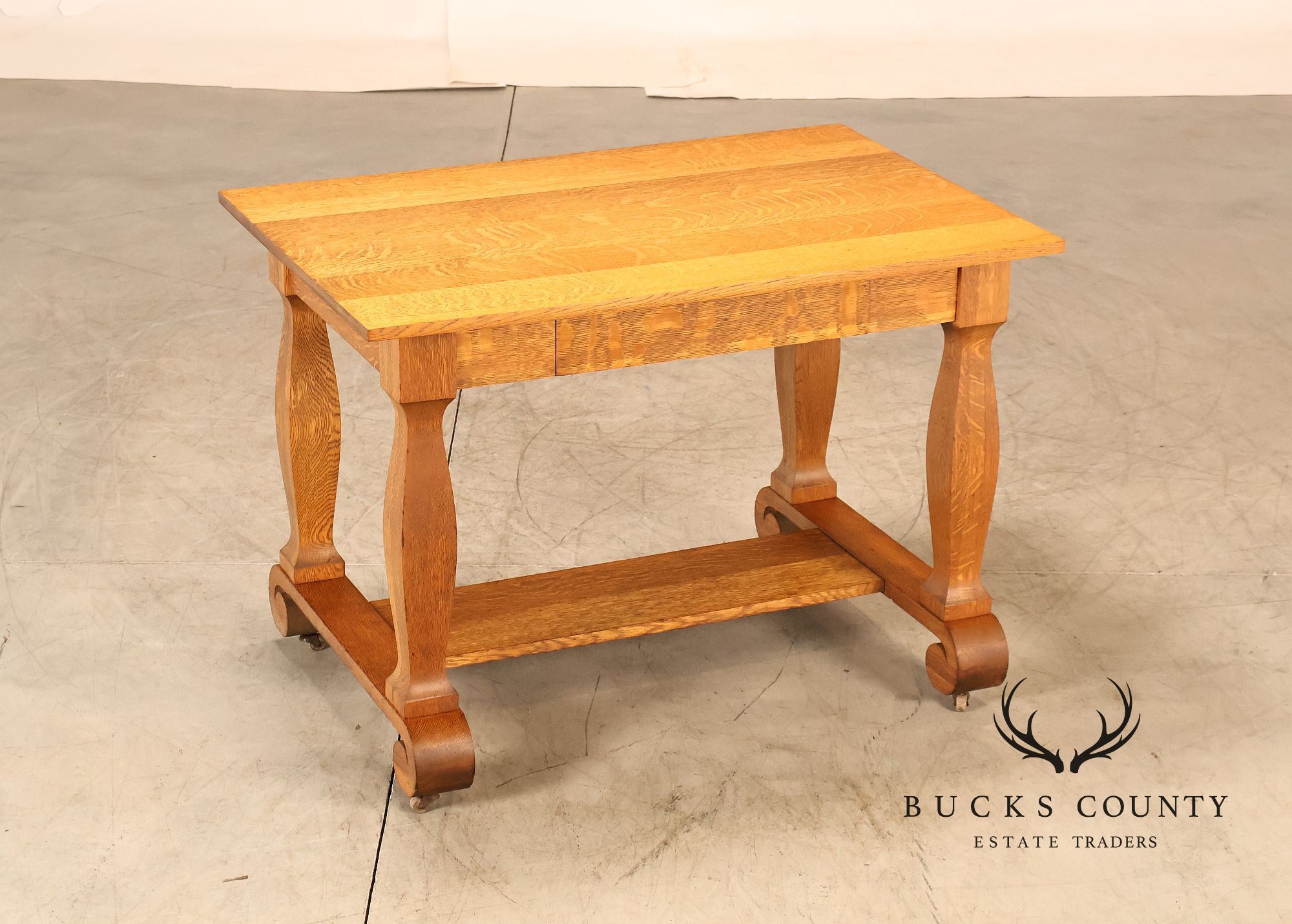 Empire Style Antique Oak Library Table