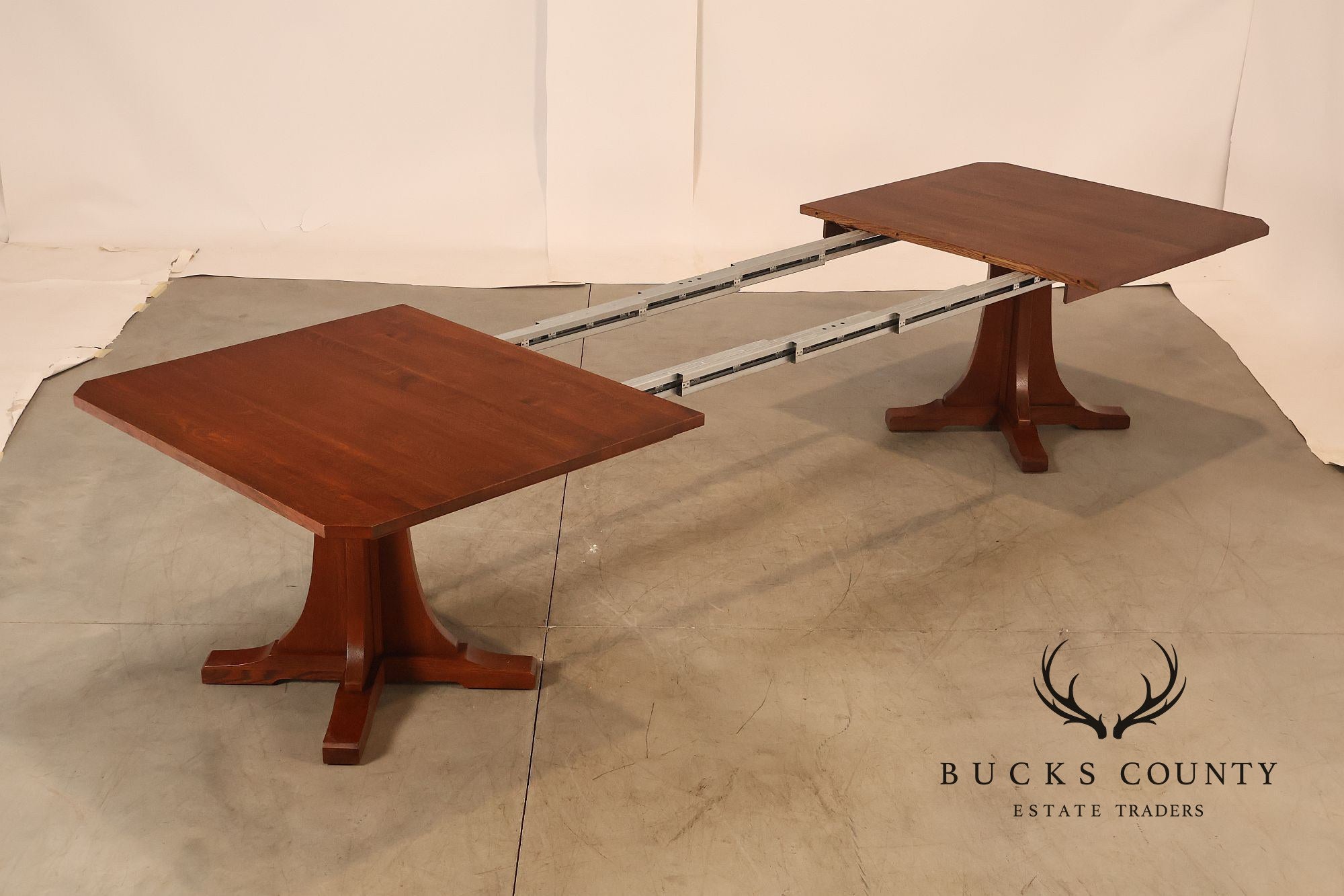Stickley Mission Collection Oak Double Pedestal Dining Table