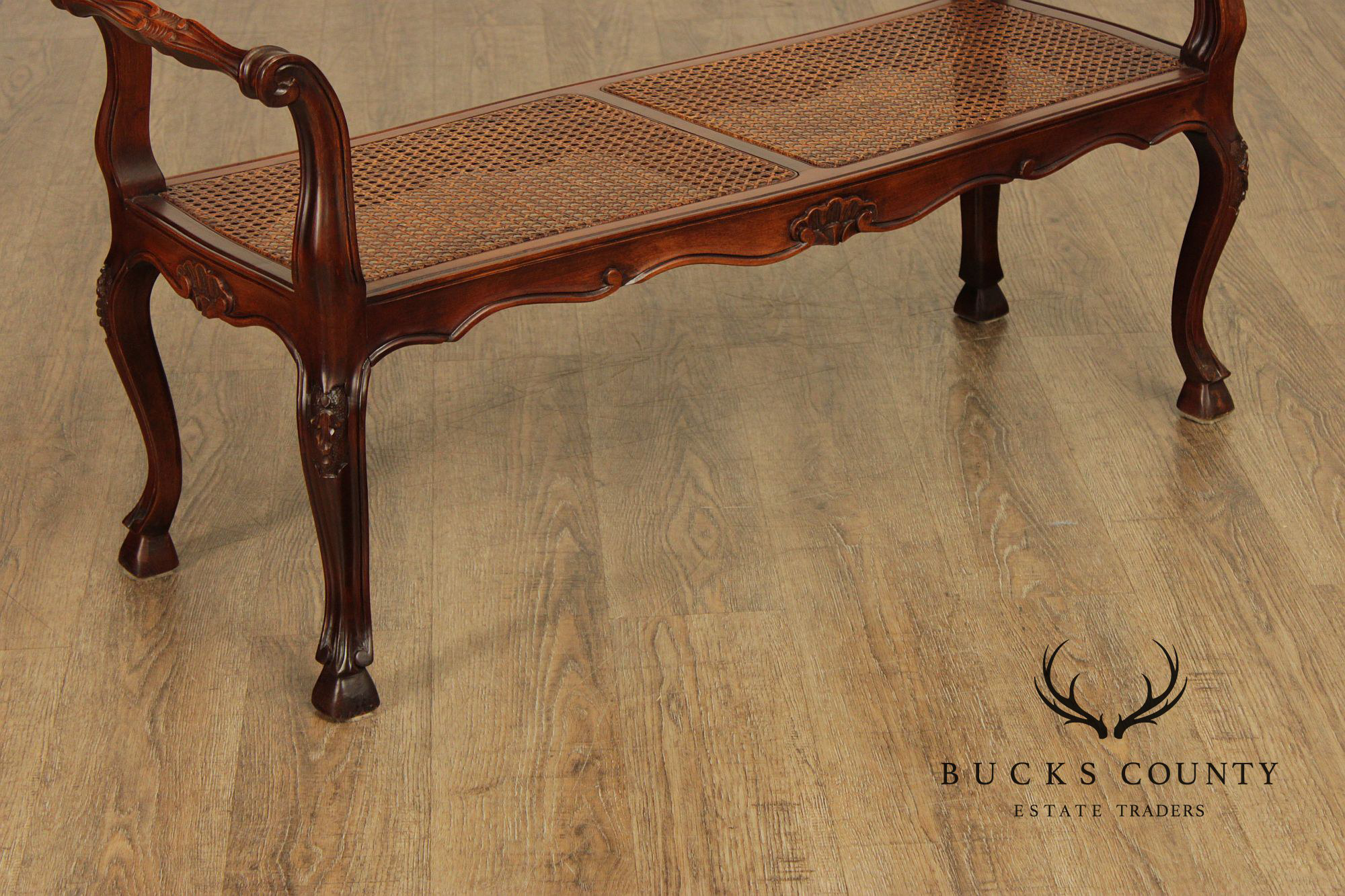 Italian Provincial Style Cane Seat Bench