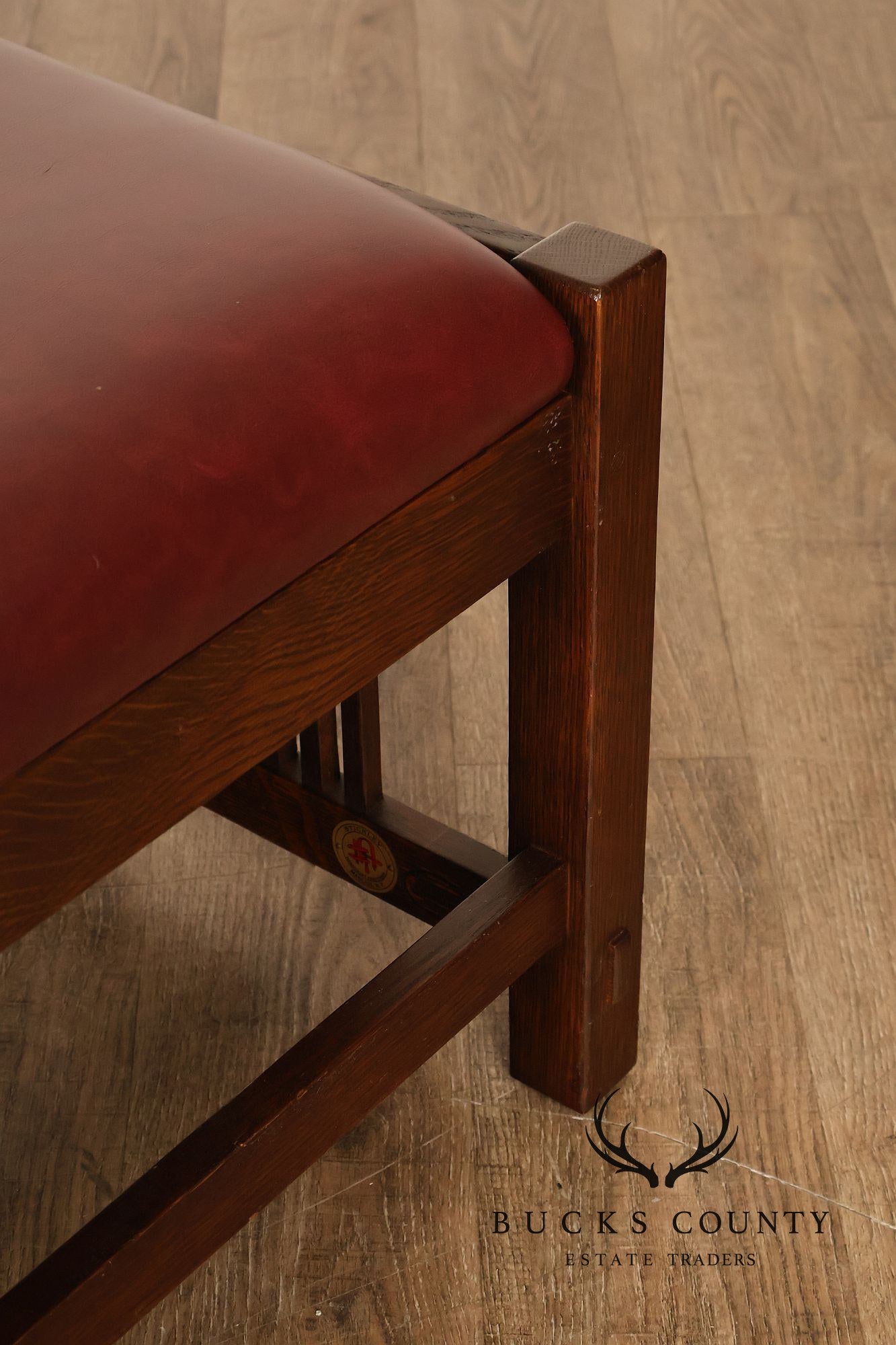 Stickley Mission Collection Oak Upholstered Bench