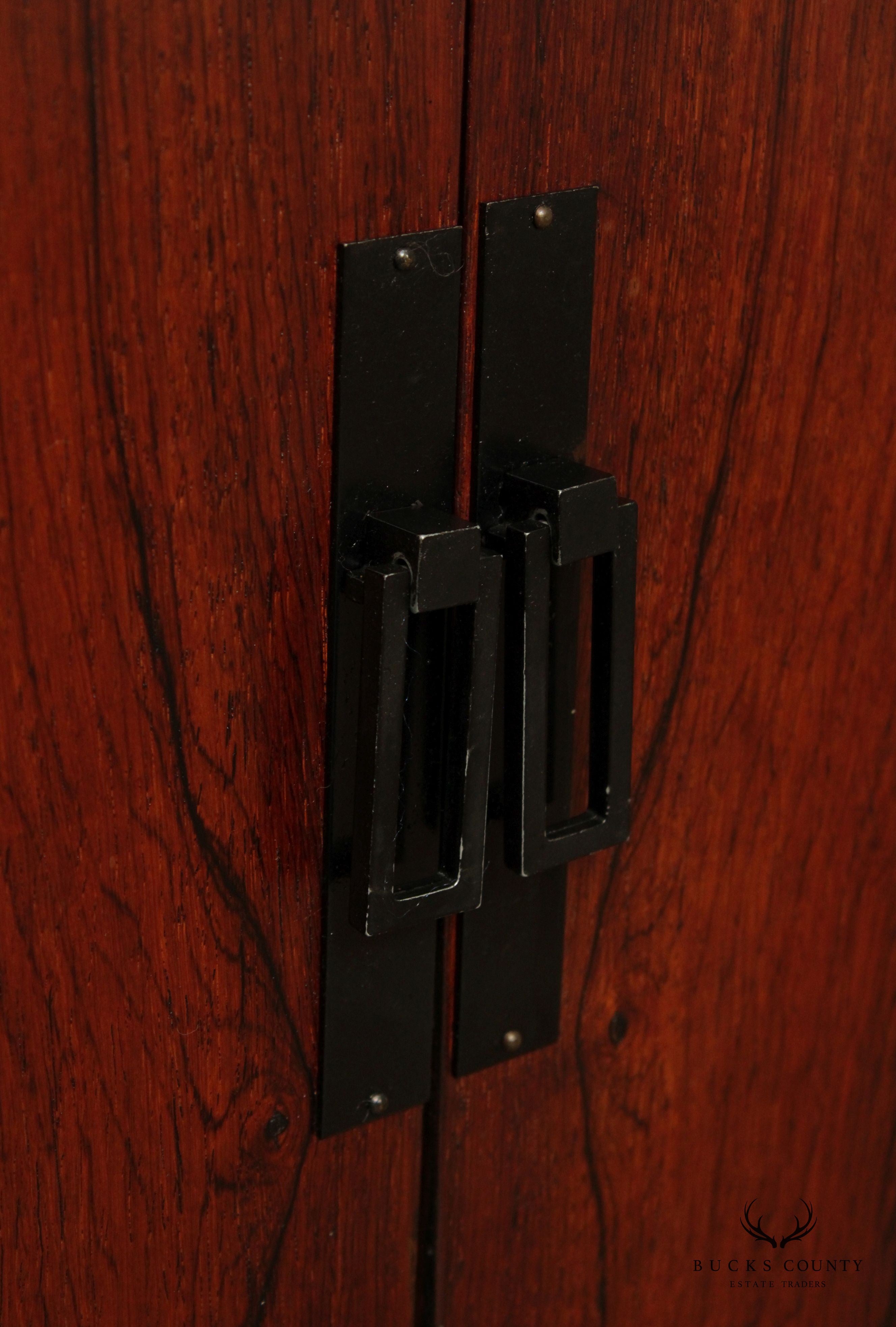 Mid Century Campaign Style Two-Door Rosewood Cabinet