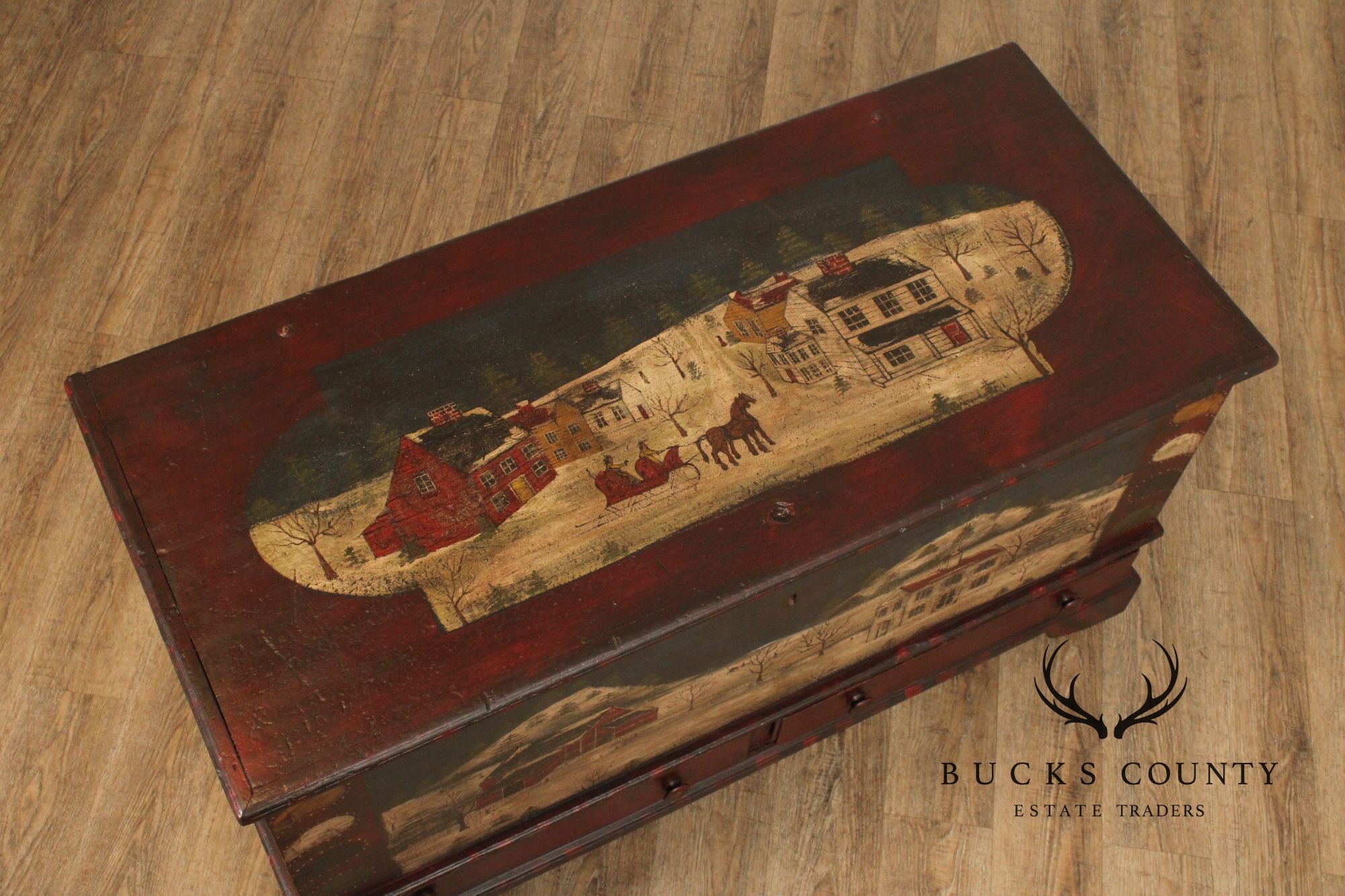 Antique Folk Art Painted Blanket Chest