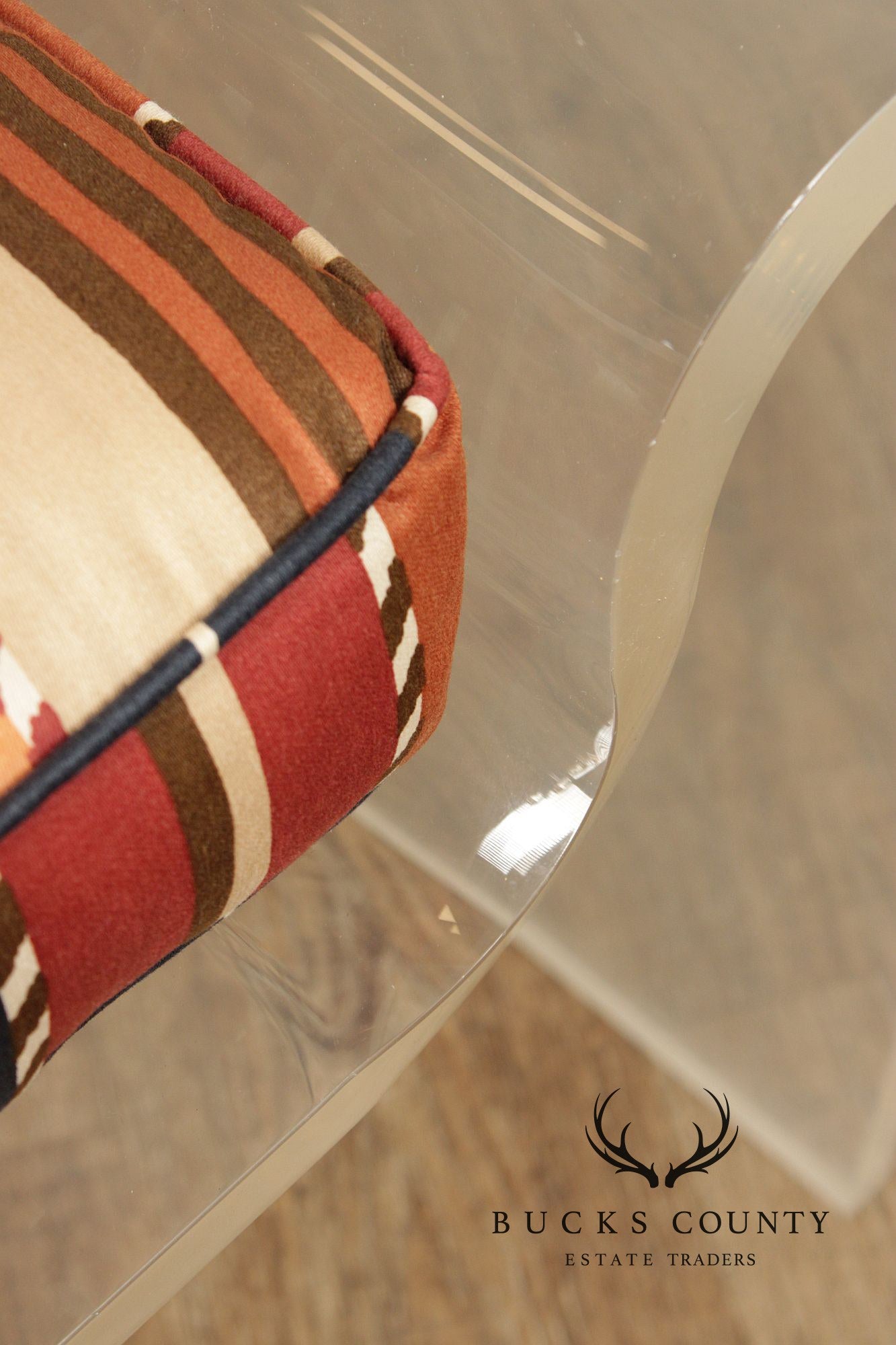 Karl Springer Attributed Modern Sculpted Lucite Stool