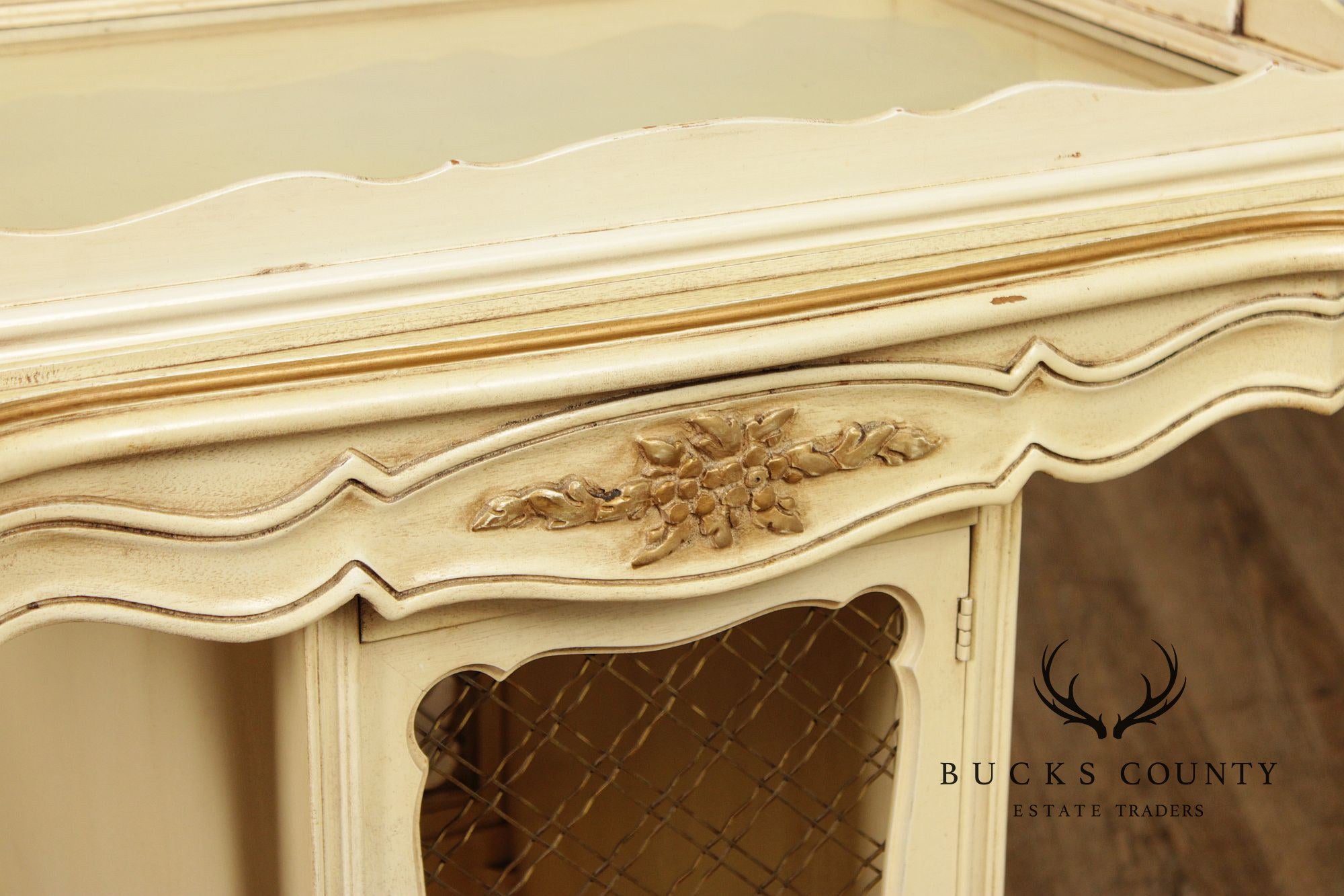 French Provincial Style Vintage Painted Tray Top Bar Cart