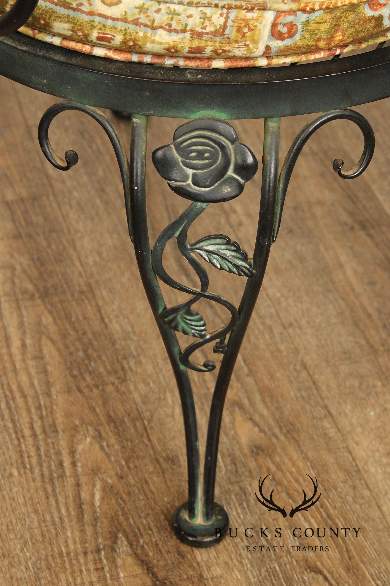 Woodard 'Chantilly Rose' Vintage Set of Six Wrought Iron Dining Chairs