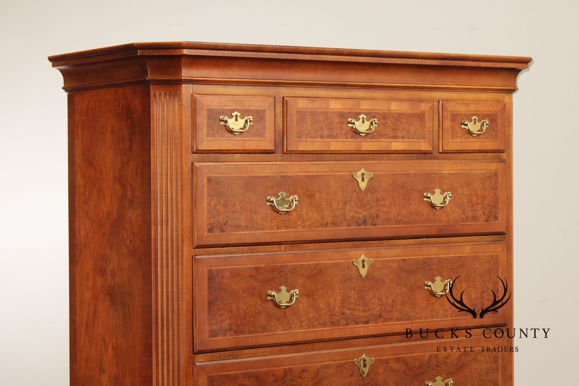 Century British National Trust Collection Burlwood Chest on Chest