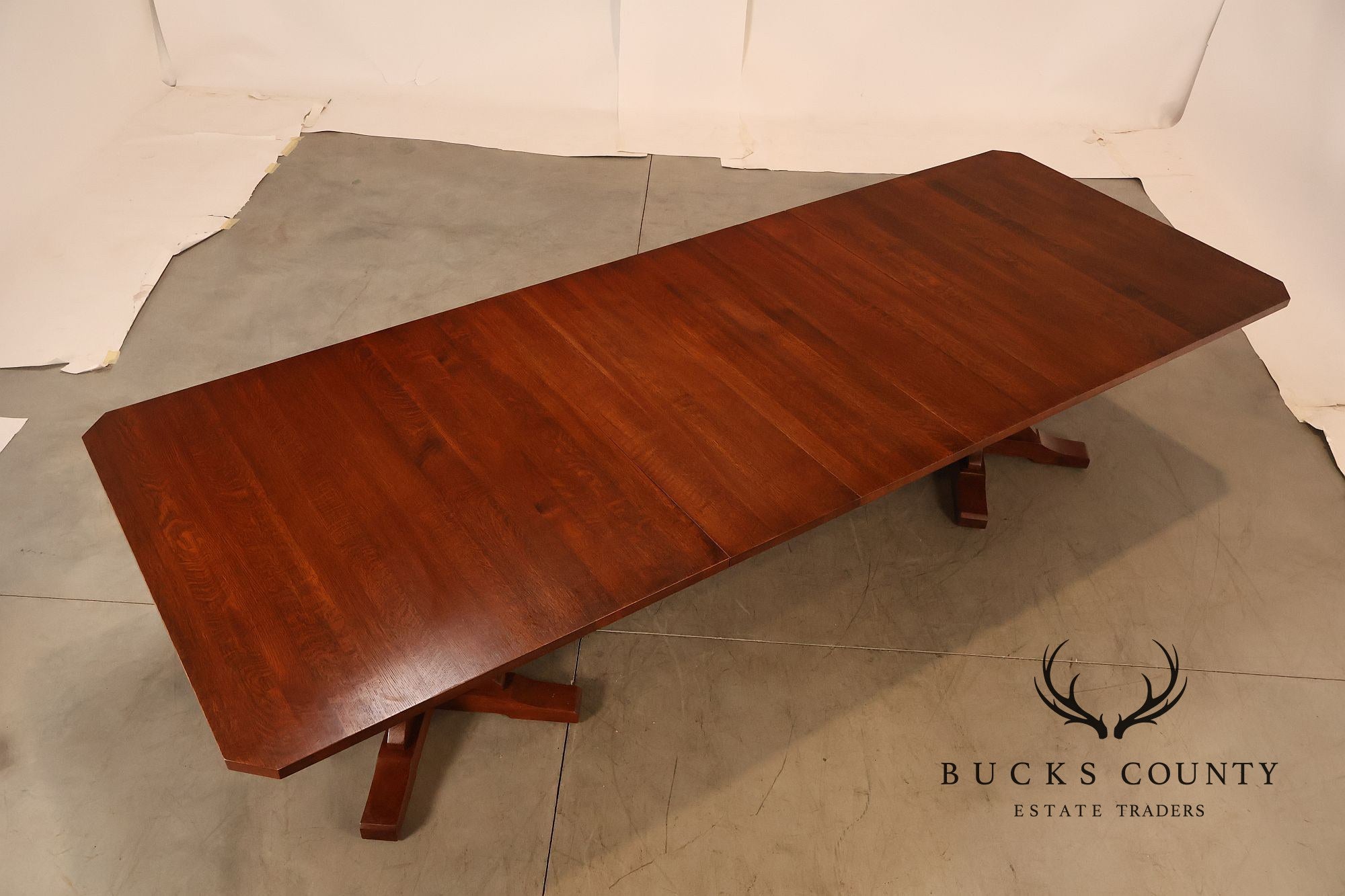 Stickley Mission Collection Oak Double Pedestal Dining Table