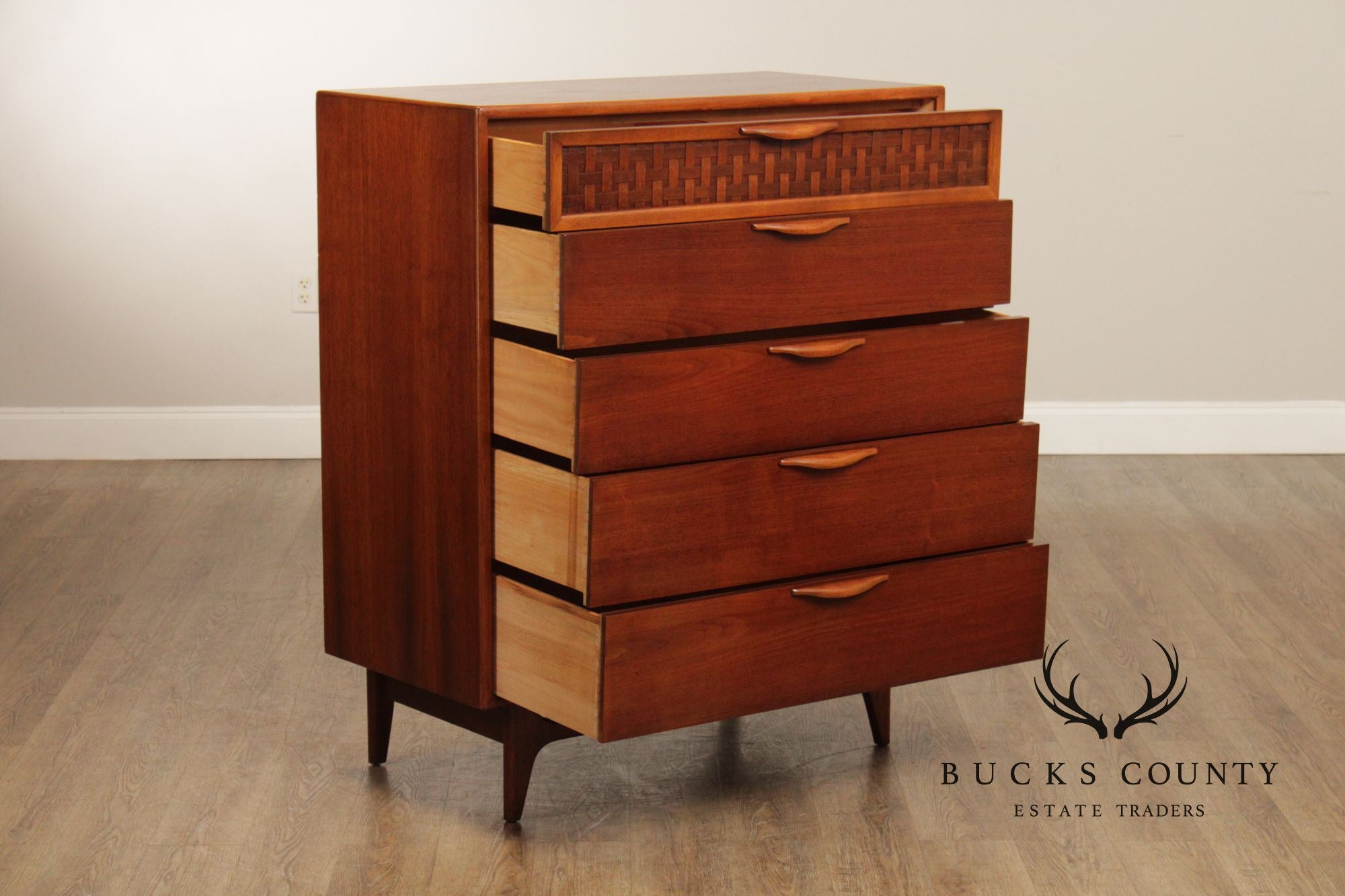 Lane Mid Century Modern Walnut Tall Chest