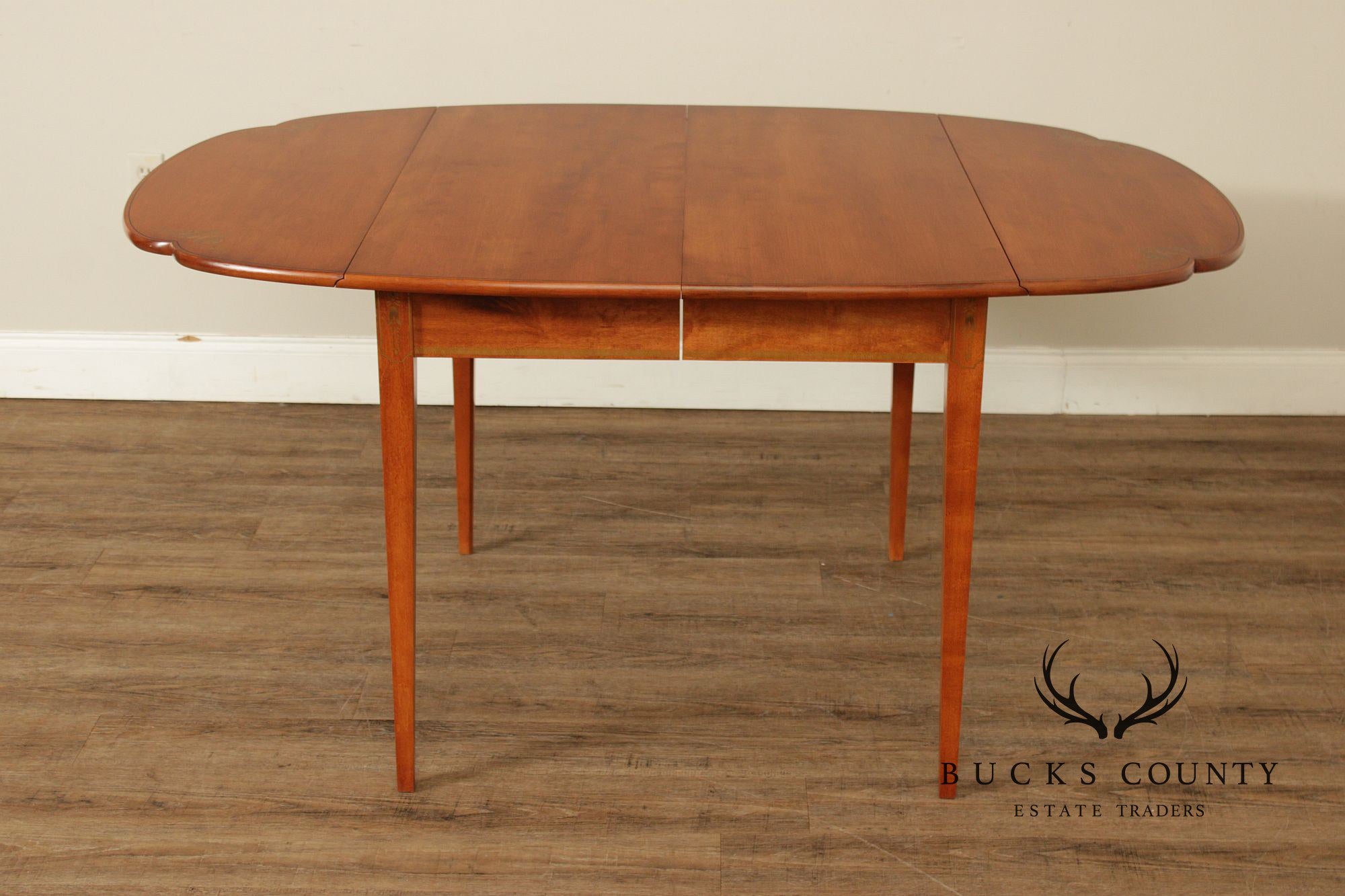 L. Hitchcock Maple Stenciled Drop Leaf Extension Dining Table