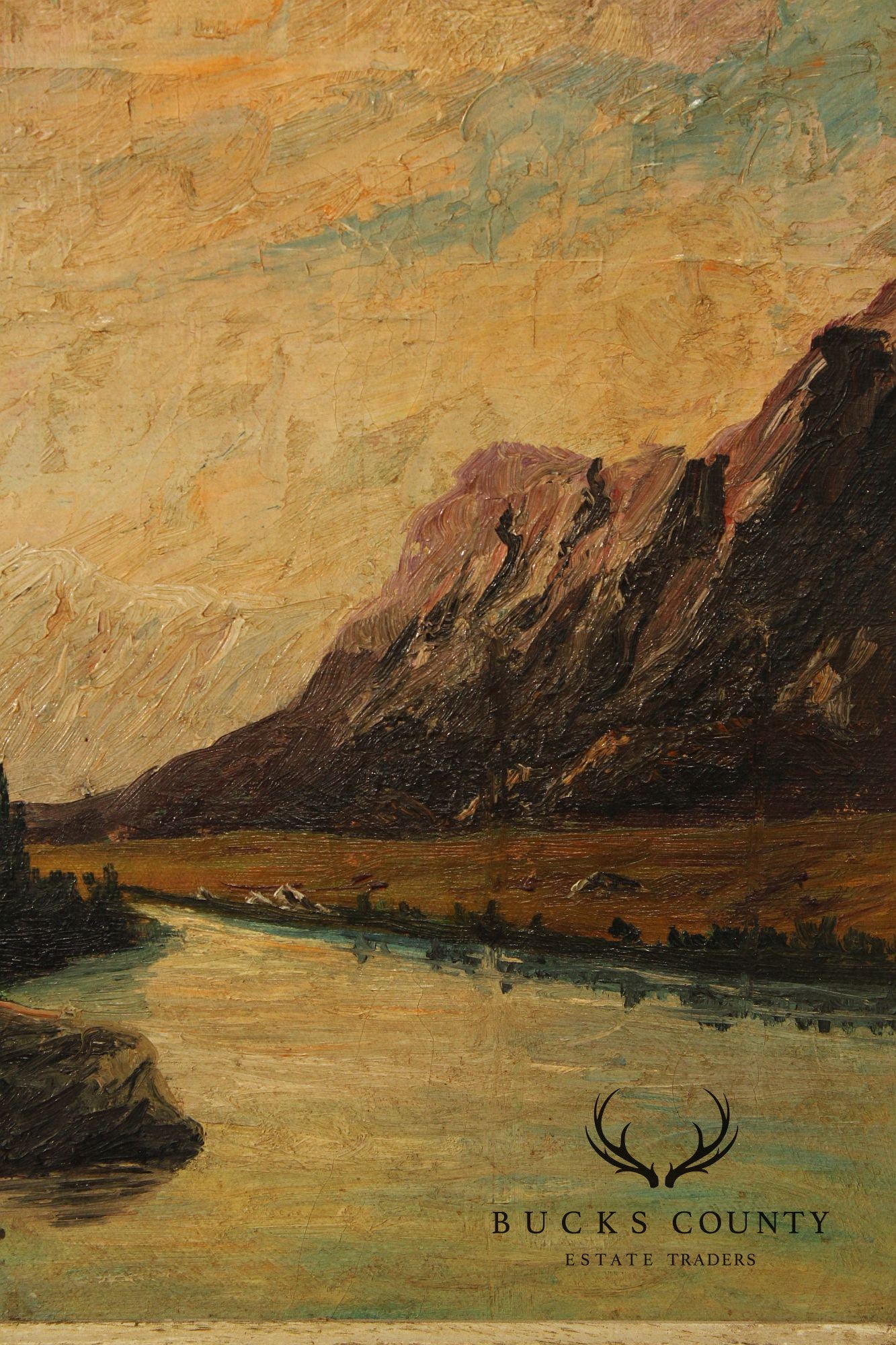 Continental School Mountain Landscape Oil Painting, Signed