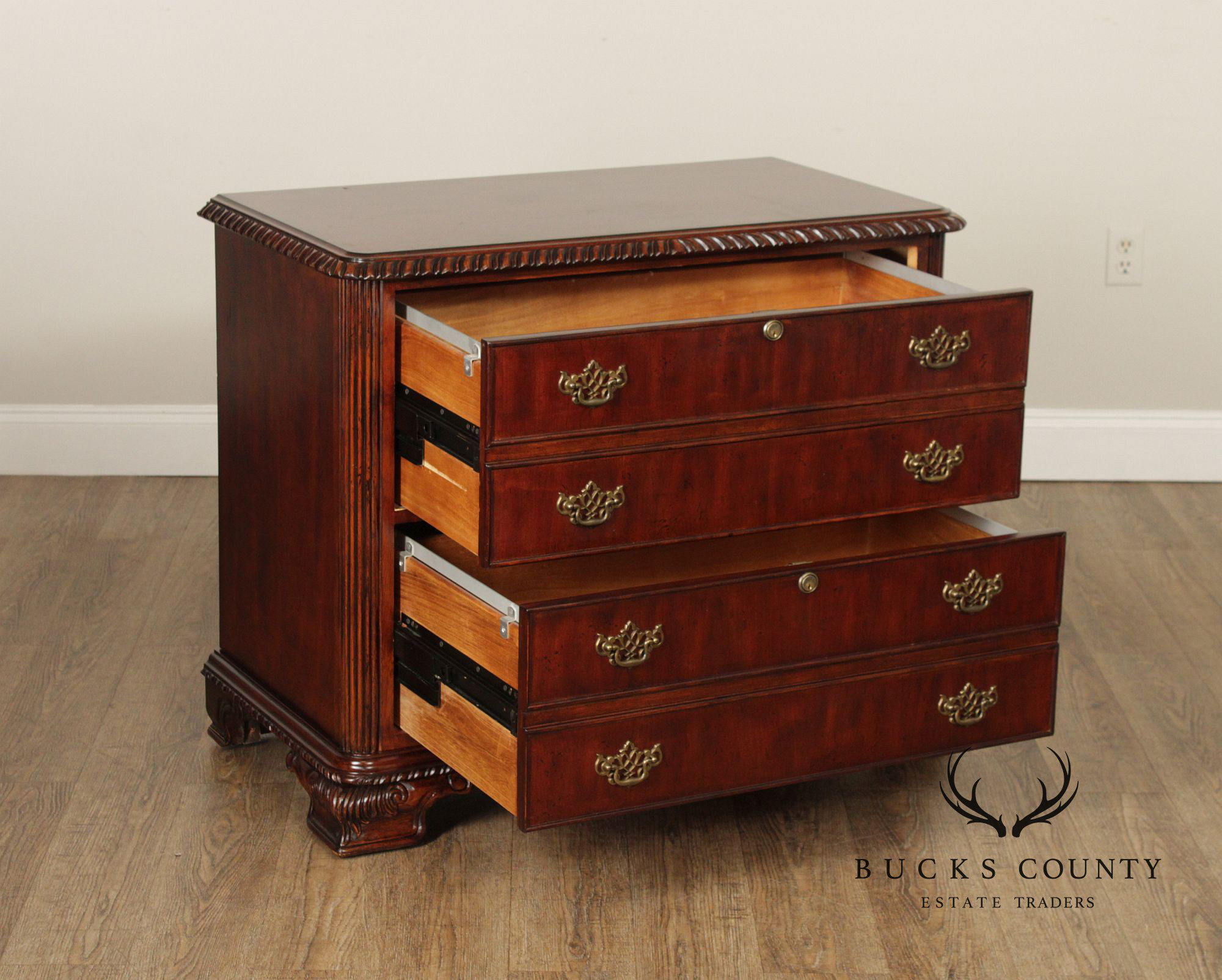 Hooker Furniture 'Seven Seas' Georgian Style Carved Mahogany File Cabinet