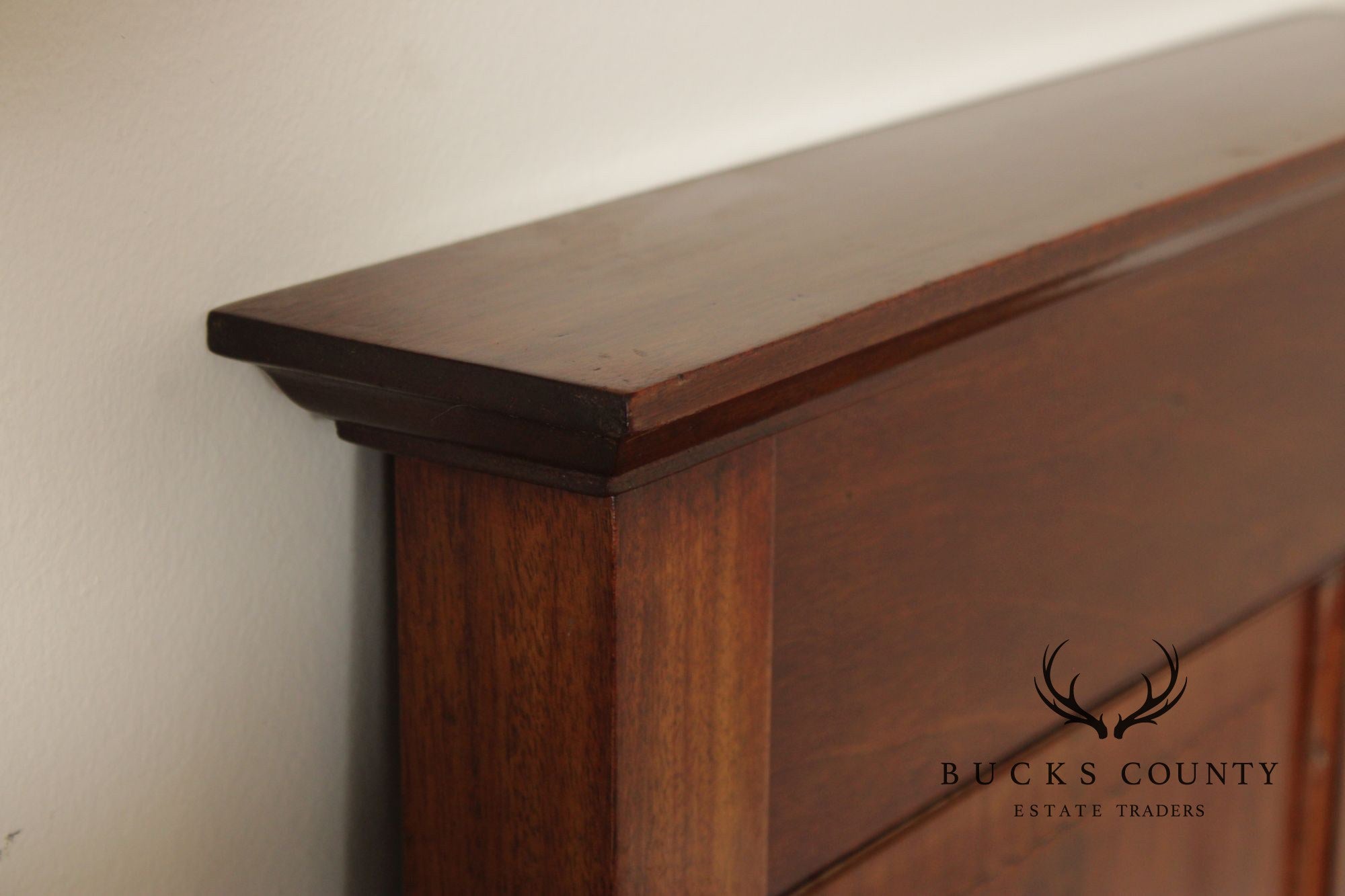 Arts & Crafts Style Carved Mahogany Full-Size Headboard