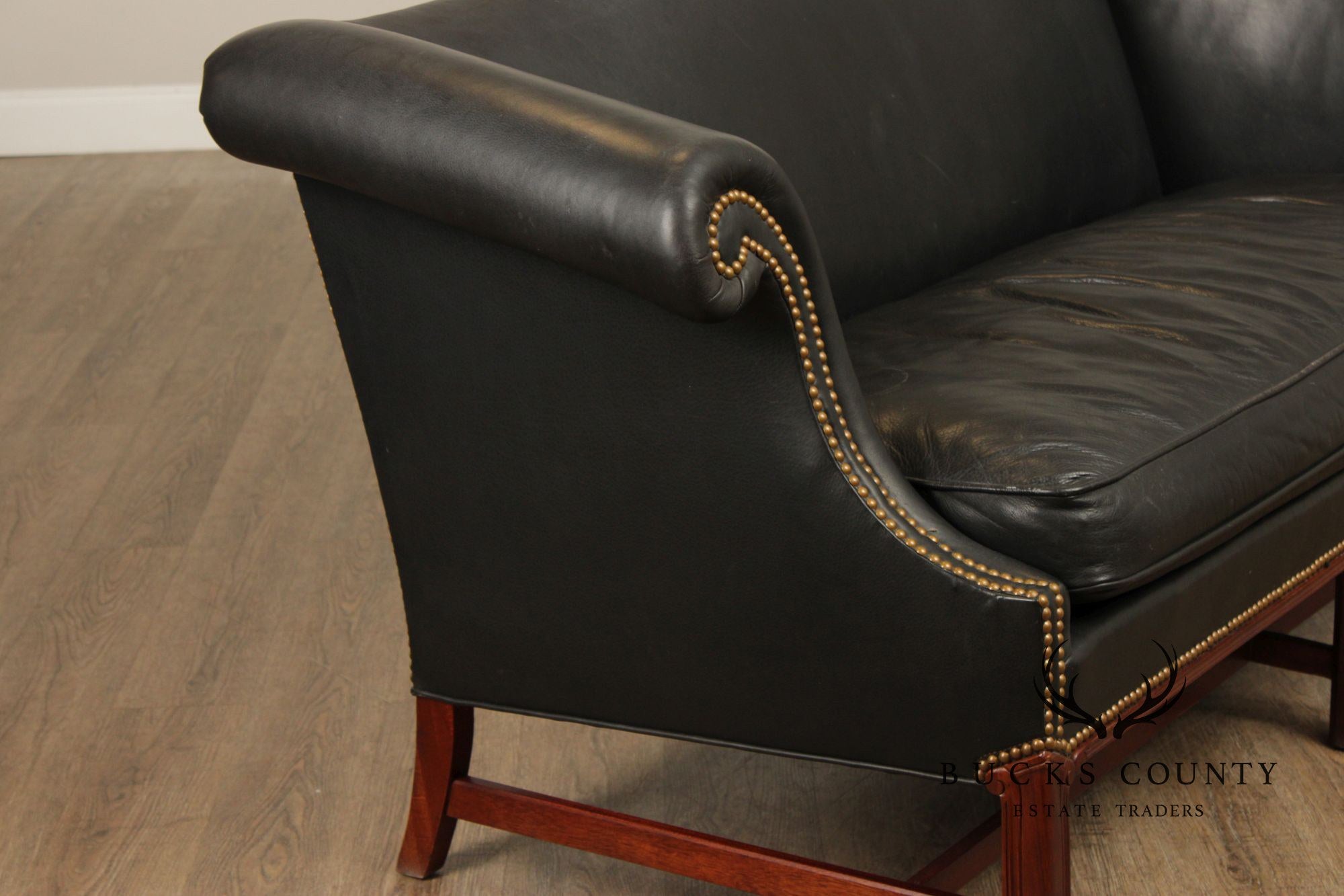 Hickory Chair Chippendale Style Mahogany and Leather Sofa