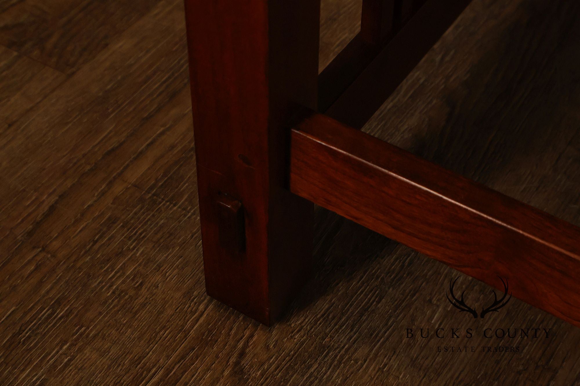 Stickley Mission Collection Leather and Cherry Spindle Bench