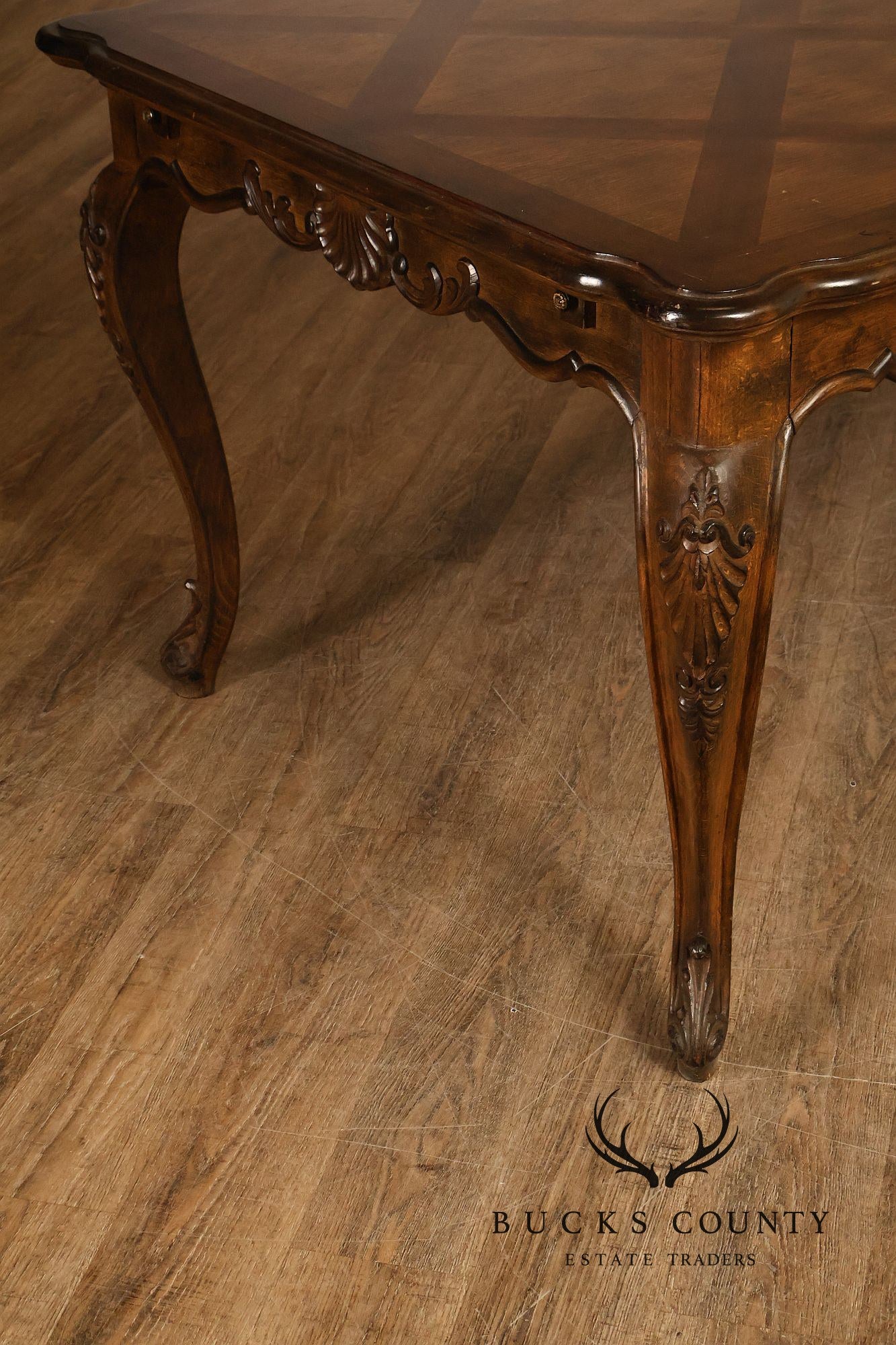 French Country Parquetry Top Expandable Dining Table