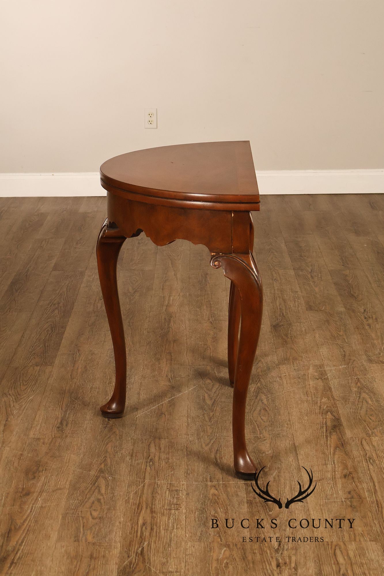 Baker Furniture Vintage Pair Of Walnut Demilune Flip Top Card Tables