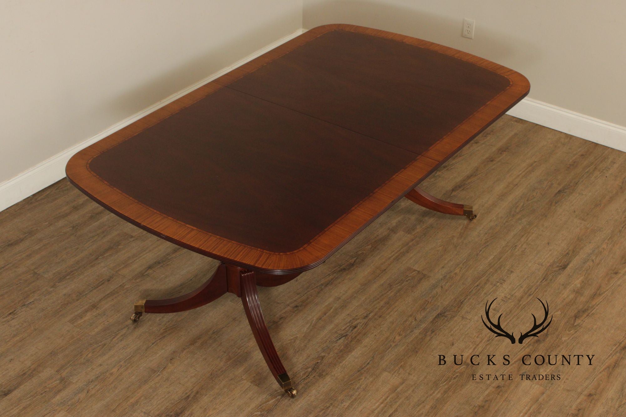 Baker Regency Style Mahogany Double Pedestal Dining Table