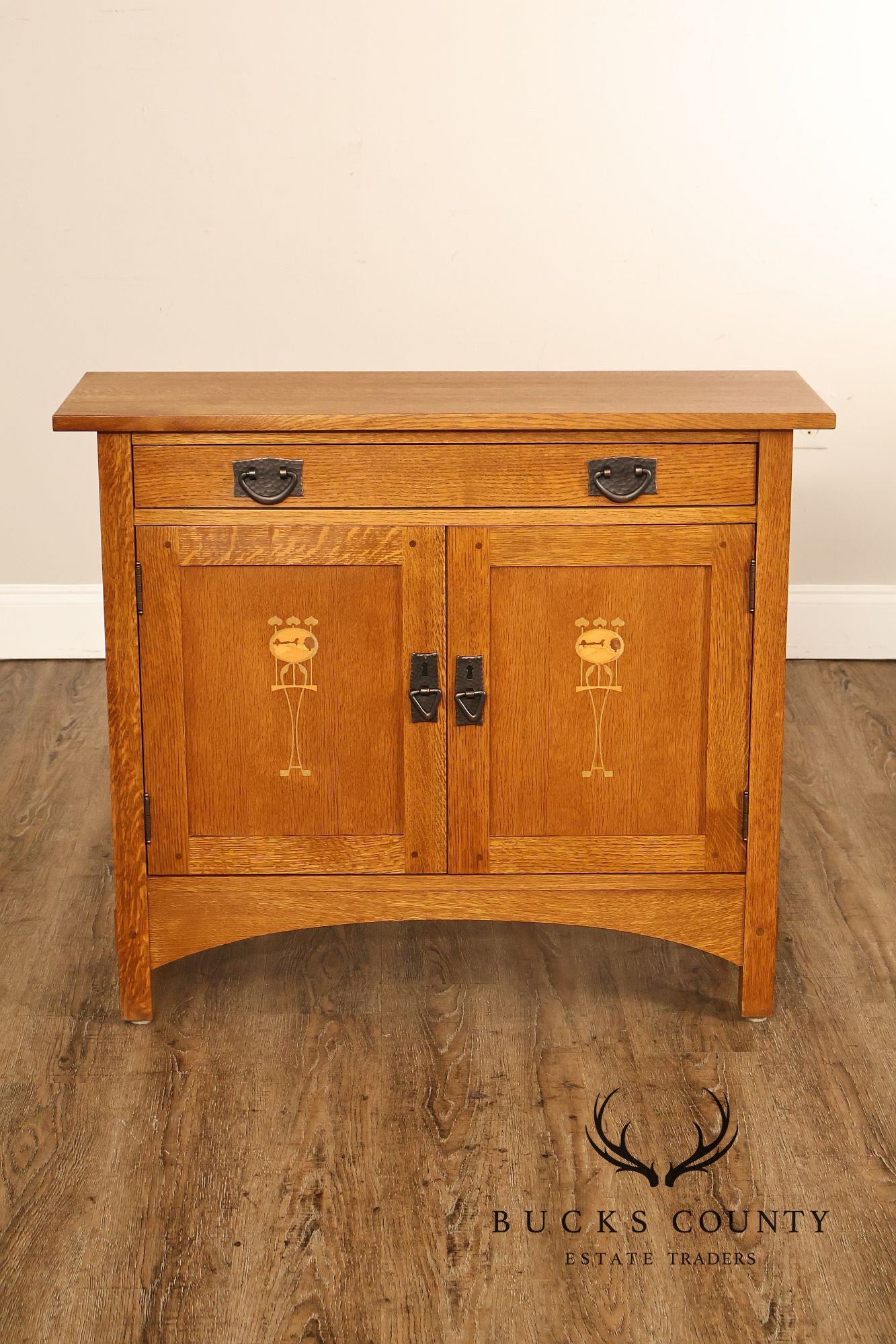 Stickley Mission Collection Harvey Ellis Inlay Oak Small Cabinet