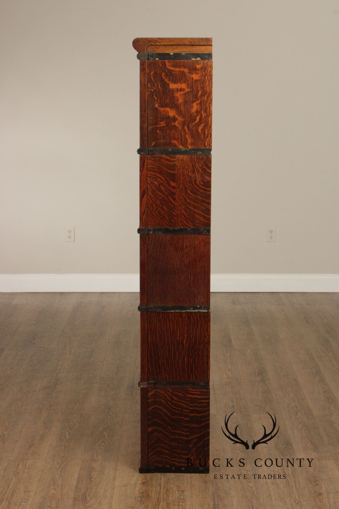 Globe Wernicke Oak Five-Stack Barrister Bookcase