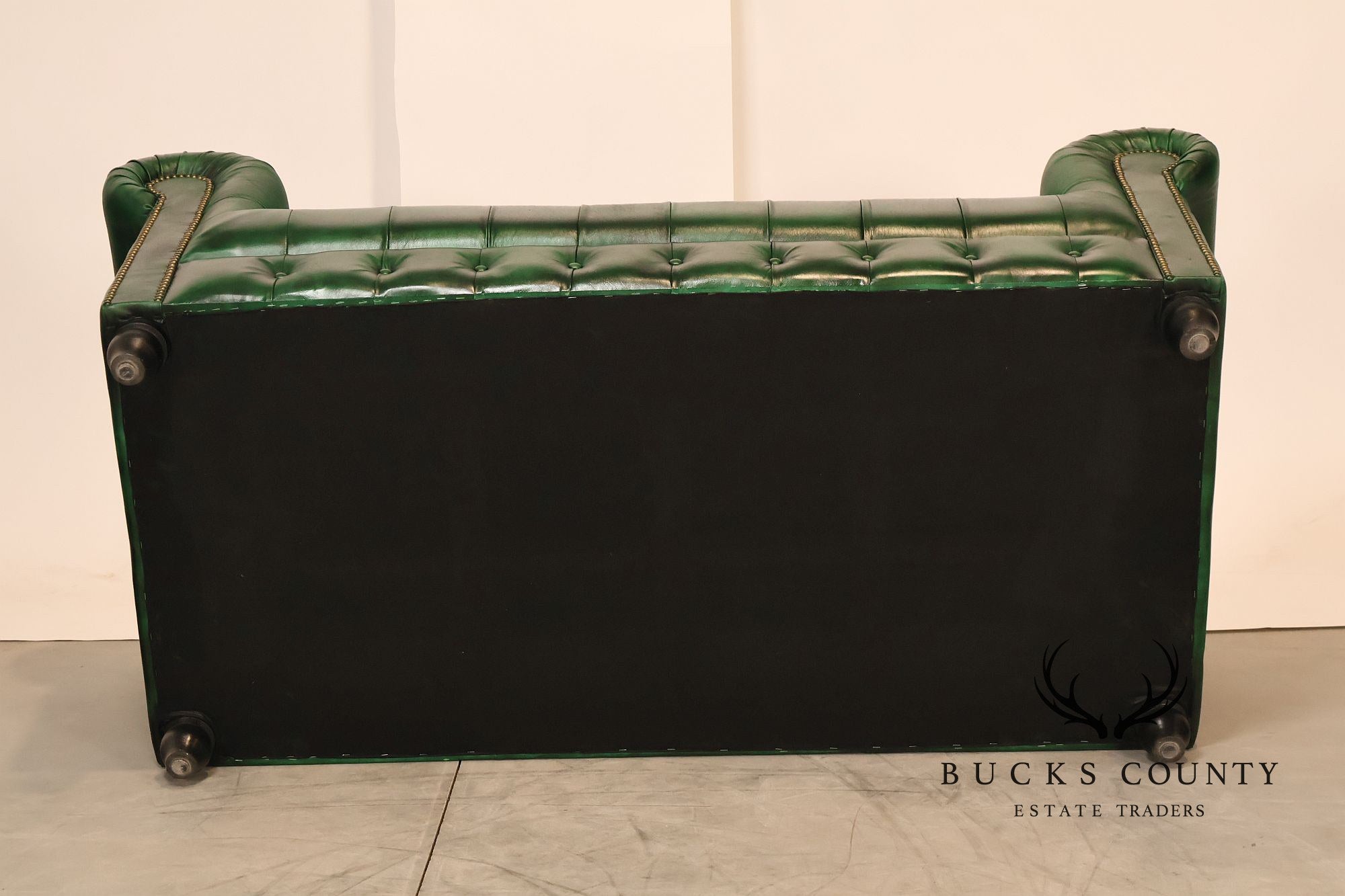 Chesterfield Style Green Leather Sofa