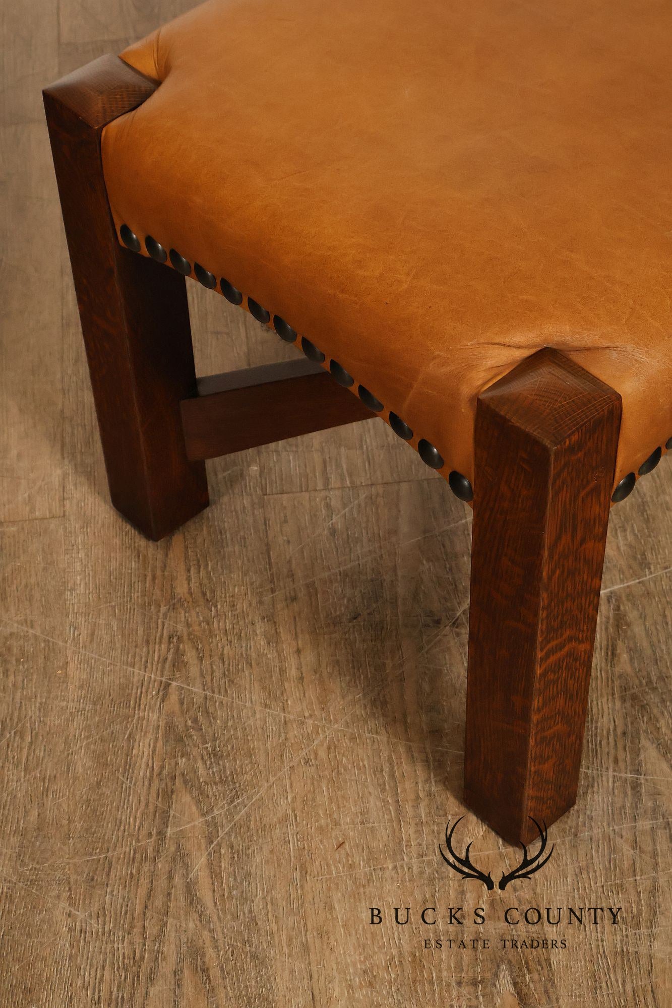 Stickley Mission Collection Oak and Leather Eastwood Footstool