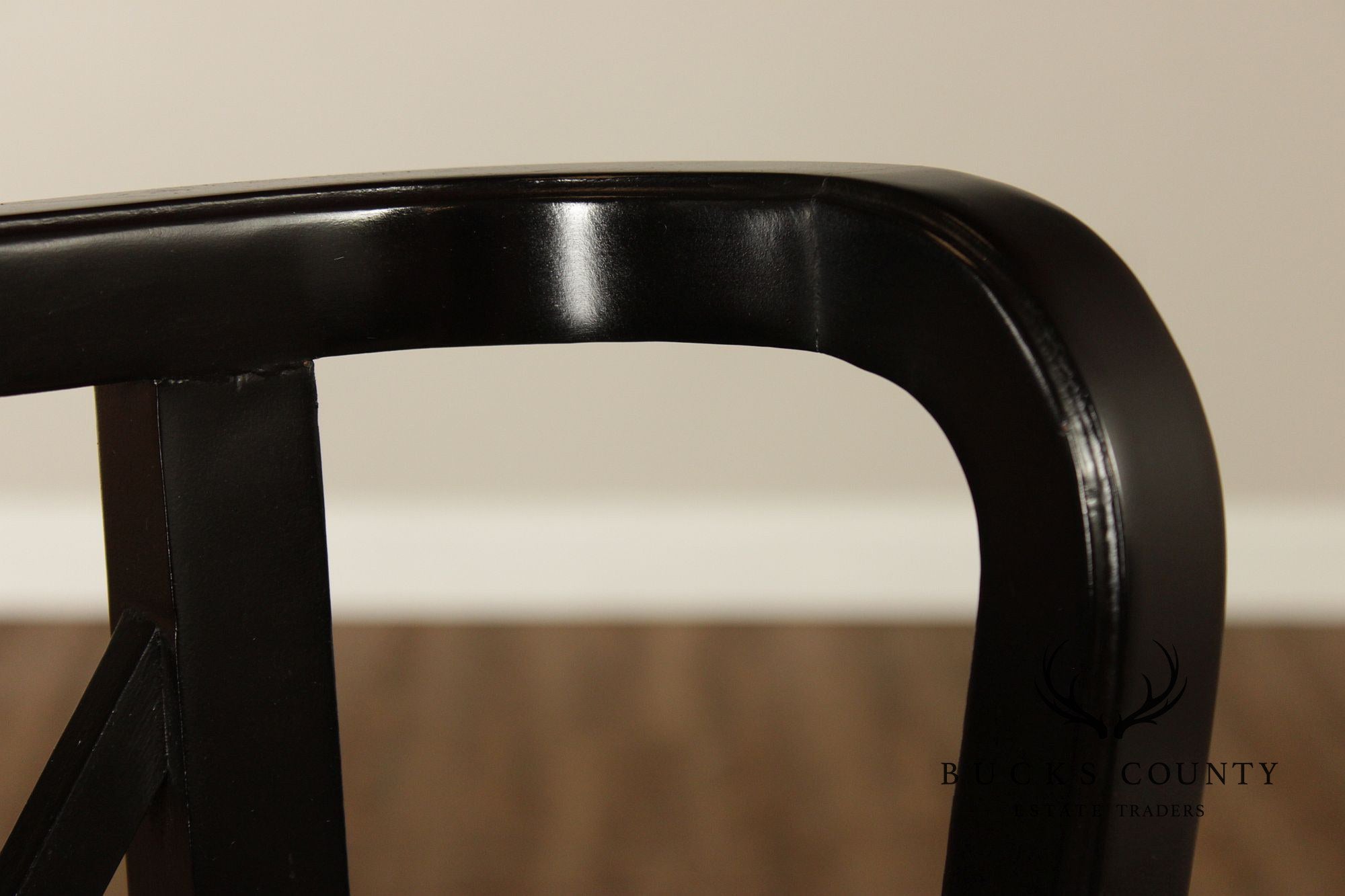 Chinese Chippendale Style Pair of Black Lacquer Armchairs