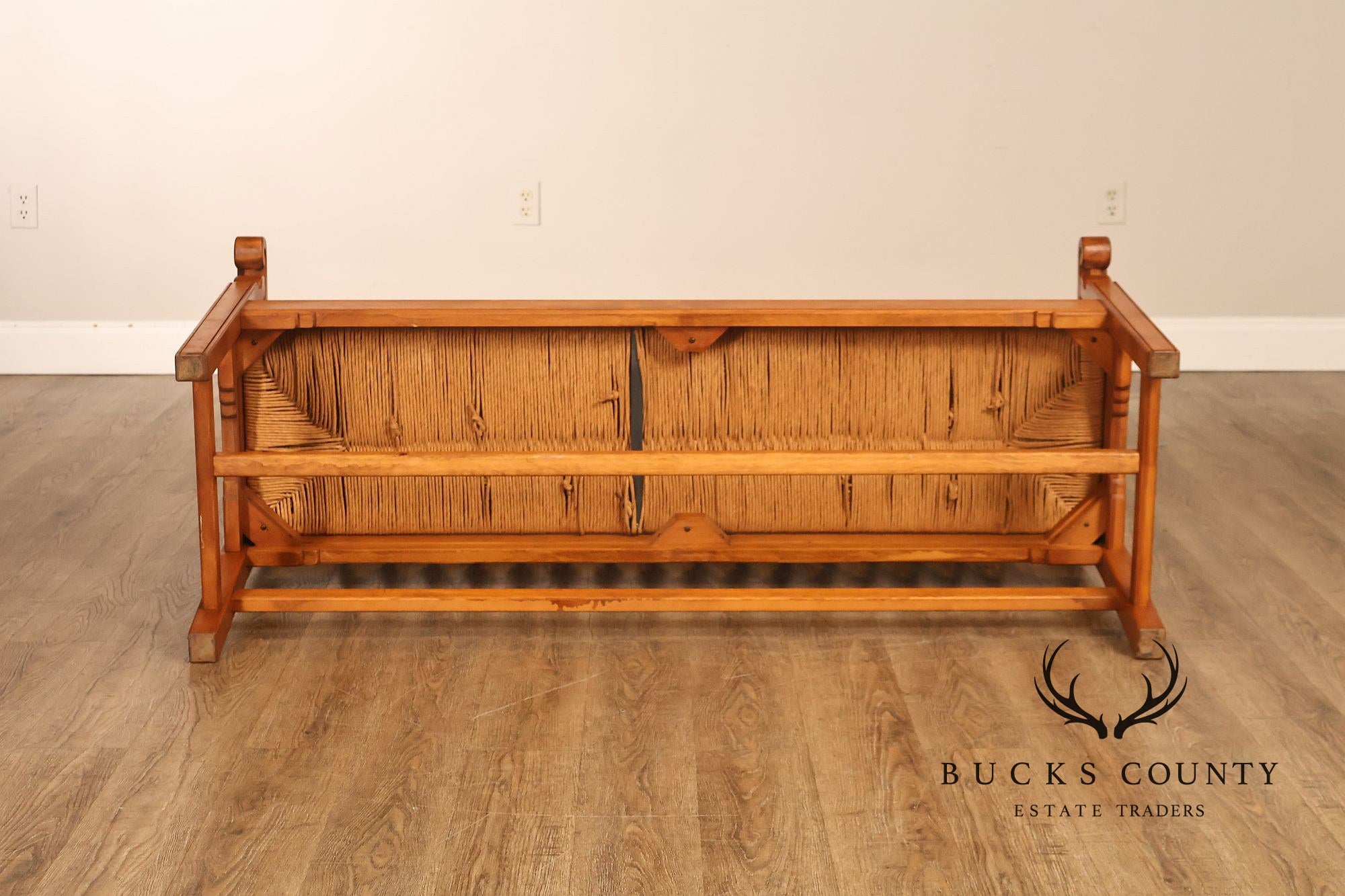 Vintage Southwestern Style Rush Seat Bench