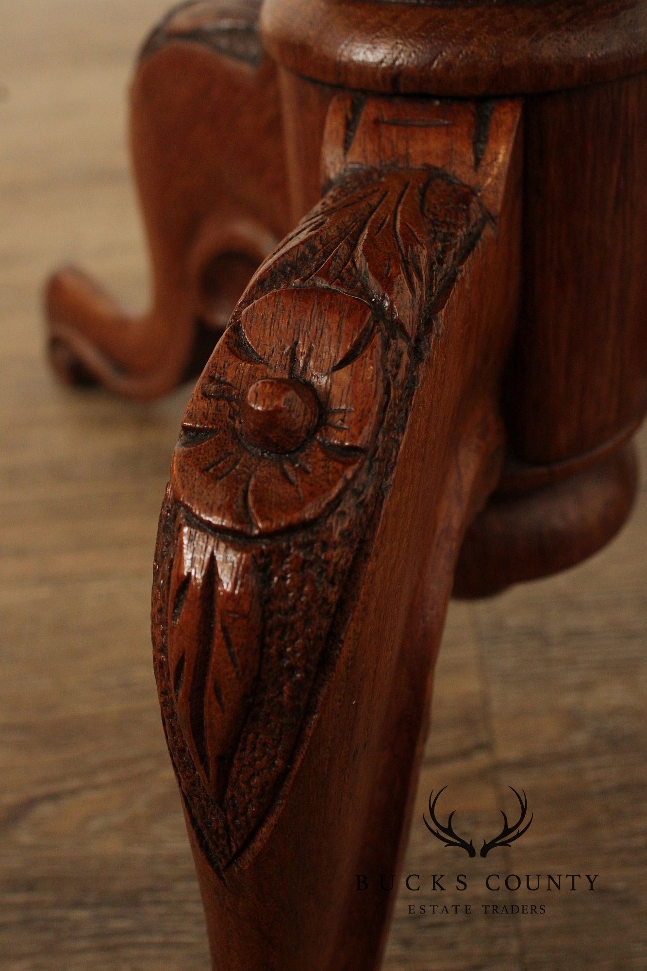 Antique Victorian Carved Walnut Tea or Wine Table