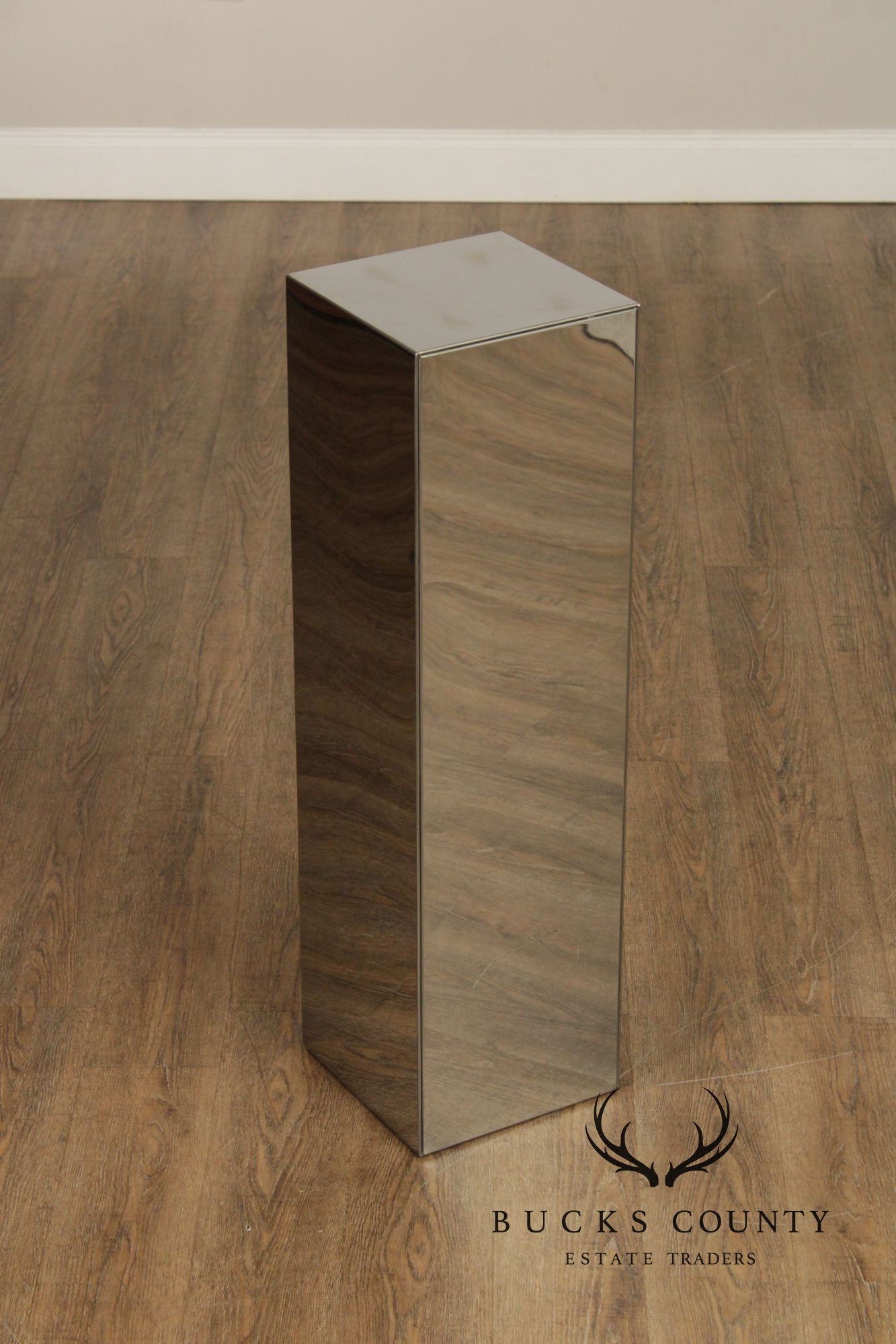 Modern Style Polished Stainless Steel Pedestal With Coral Fan Sculpture