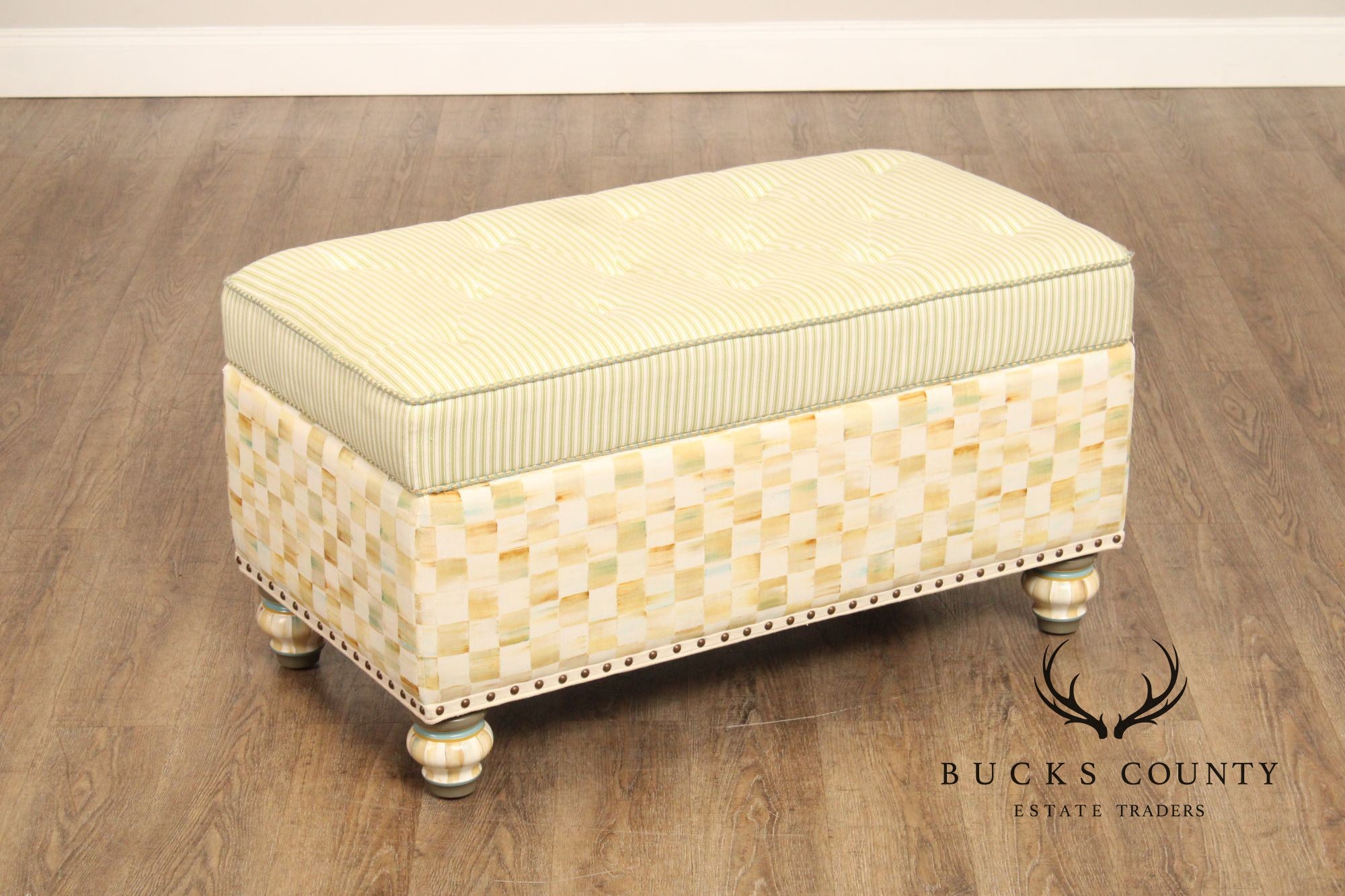Mackenzie Childs Upholstered Storage Ottoman