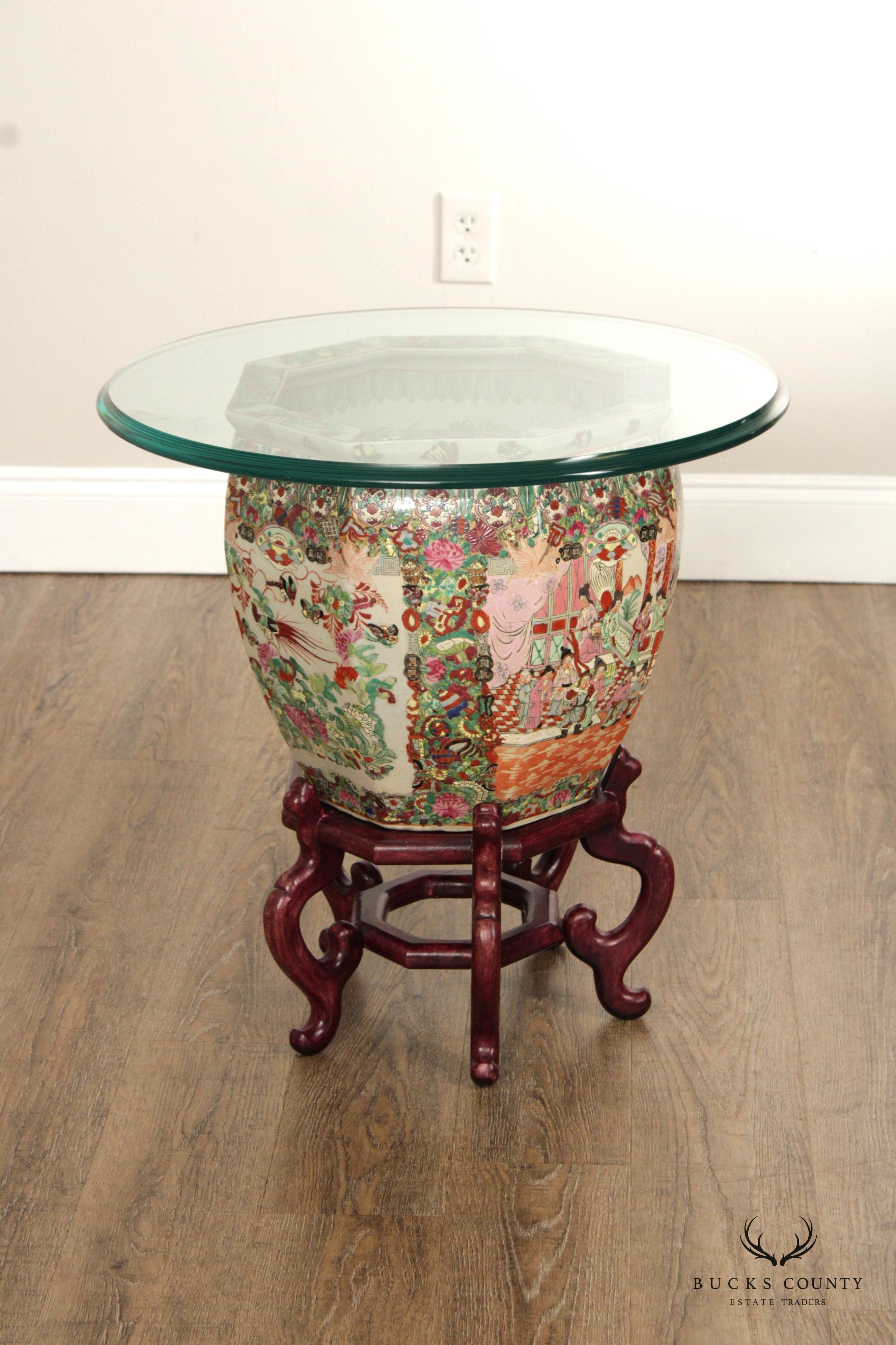 Chinese Famille Rose Enameled Porcelain Fishbowl Planter