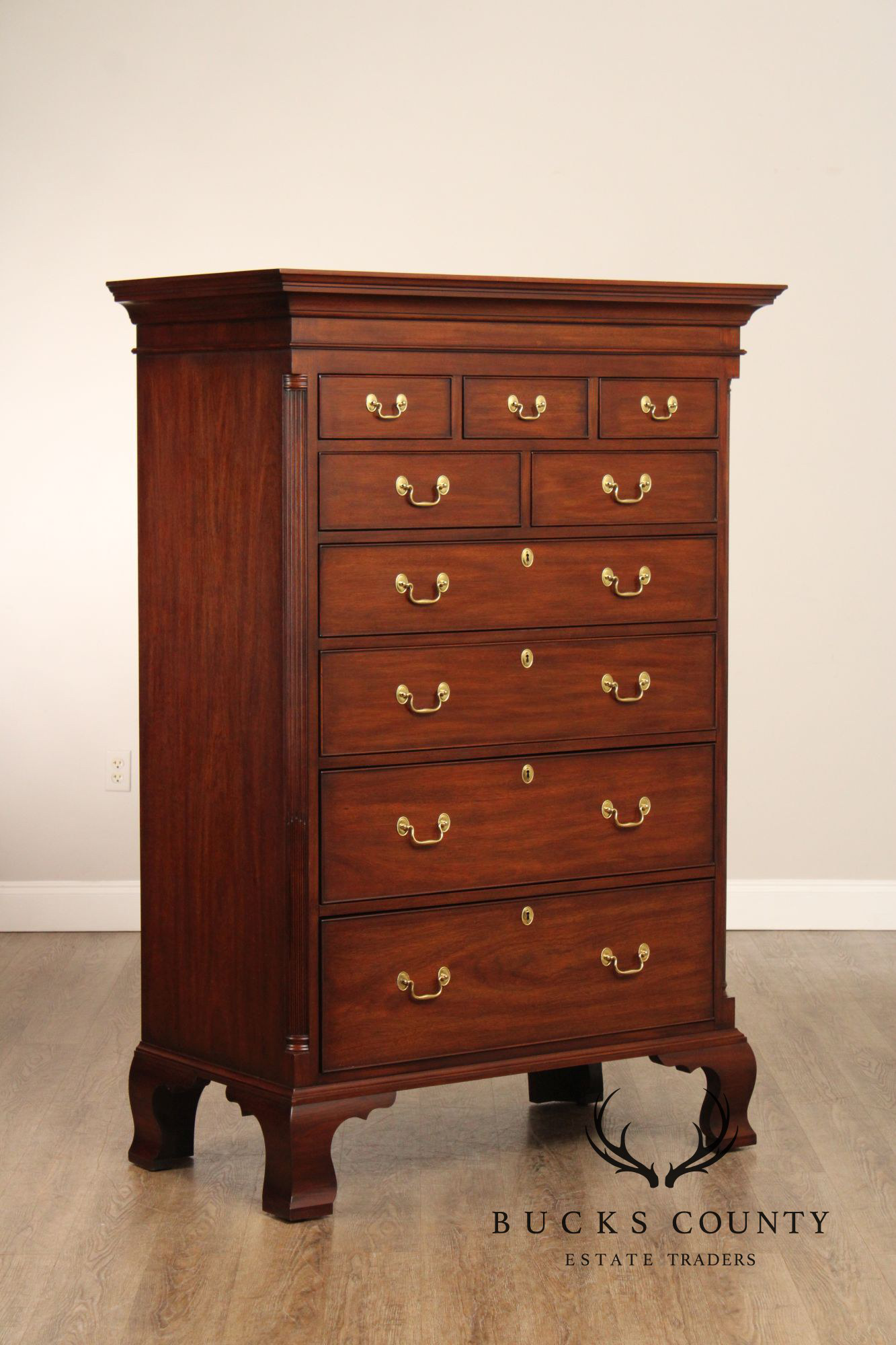 Henkel Harris Chippendale Style Mahogany New Market Tall Chest