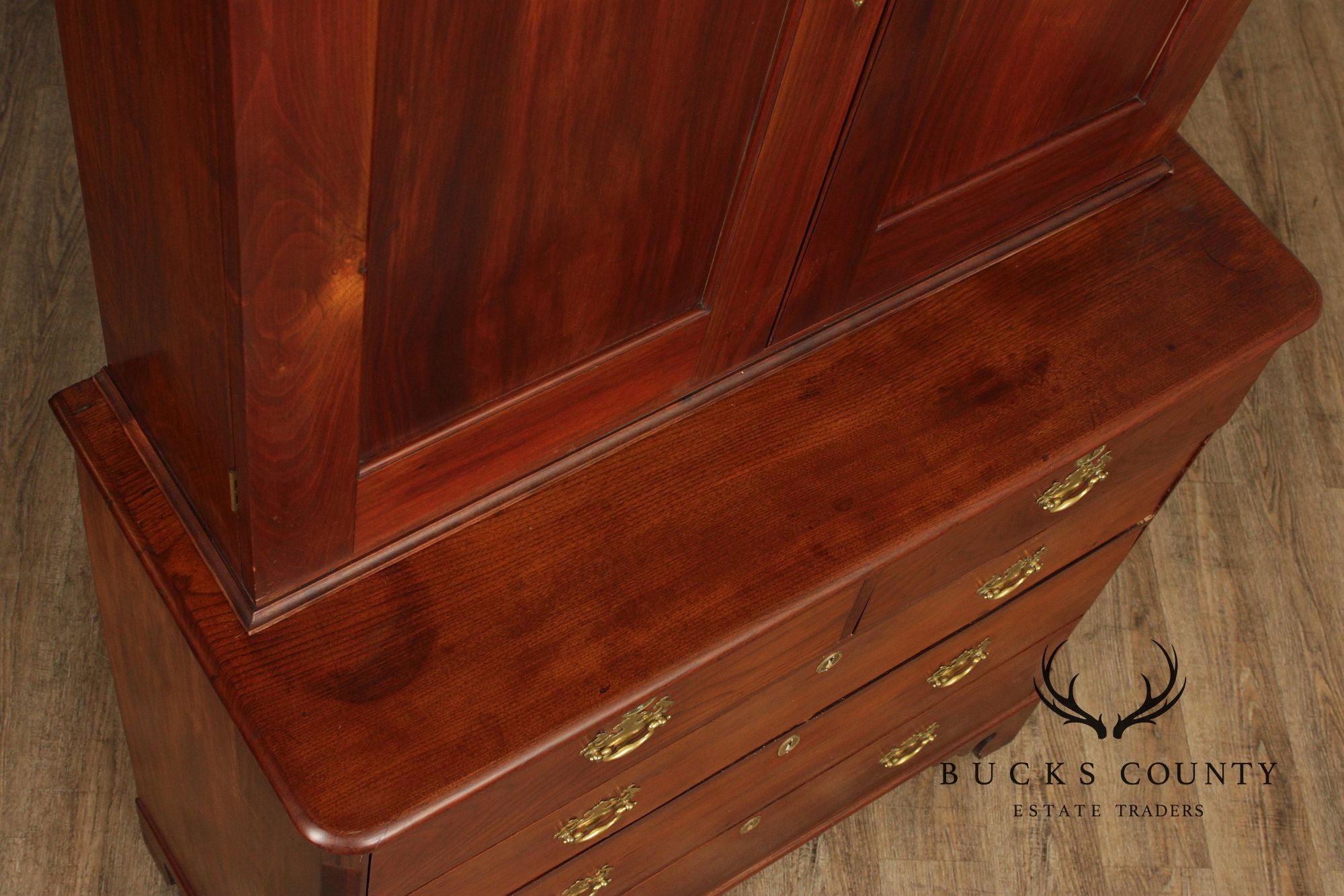 Antique American Walnut Chest With Blind Door Bookcase Top